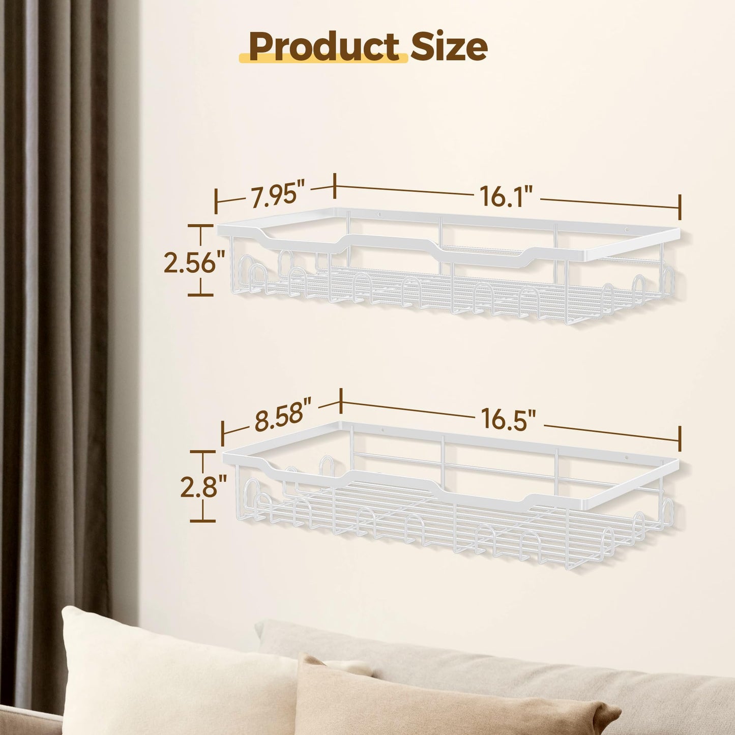 Nicetree Hat Racks for Baseball Caps Wall - Metal Hat Organizer for 48 Baseball Caps Holder, 2 Pack Hat Storage Organizer for Closet, Bedroom, Living Room White