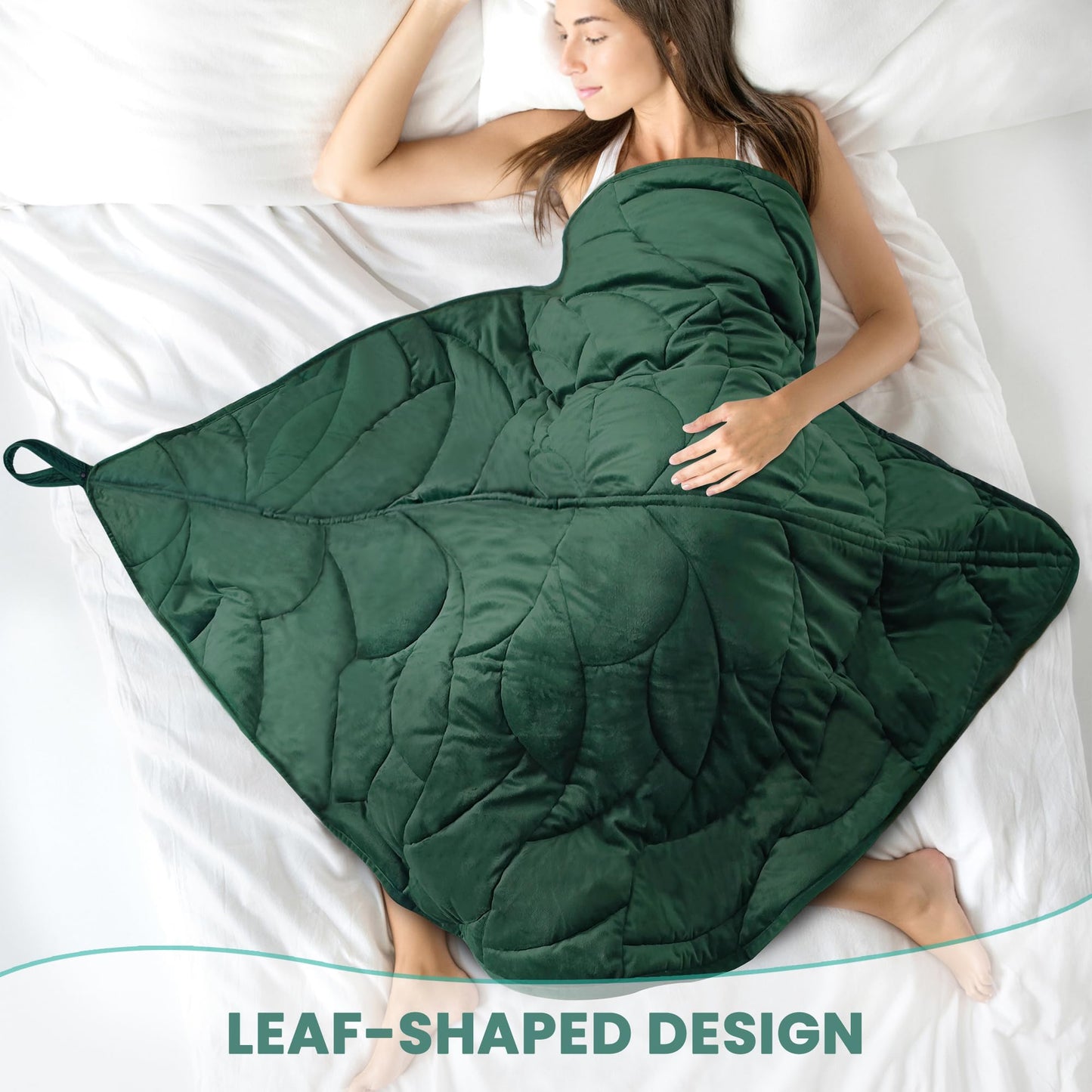 KAWBIYJ Weighted Lap Blanket 7 lbs 41" x 53"- Gifts for Mom Women Wife, Cozy Luxury Velvet Small Weighted Blankets,Portable Travel Blankets for Adults,All-Season Blanket Relaxation Gift, Green