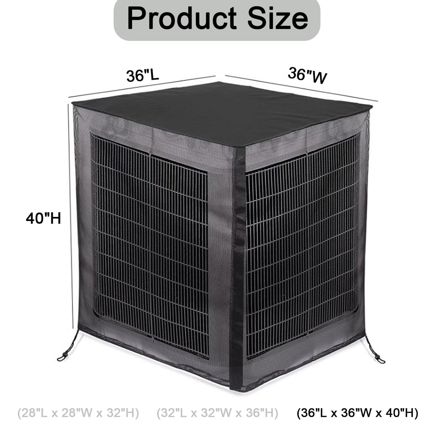 Air Conditioner Covers for Outside with 600D Detachable Breathable Waterproof Top, Winter AC Unit Covers Outdoor Against Cottonwood, Leaves, Snow (36"L x 36"W x 40"H)