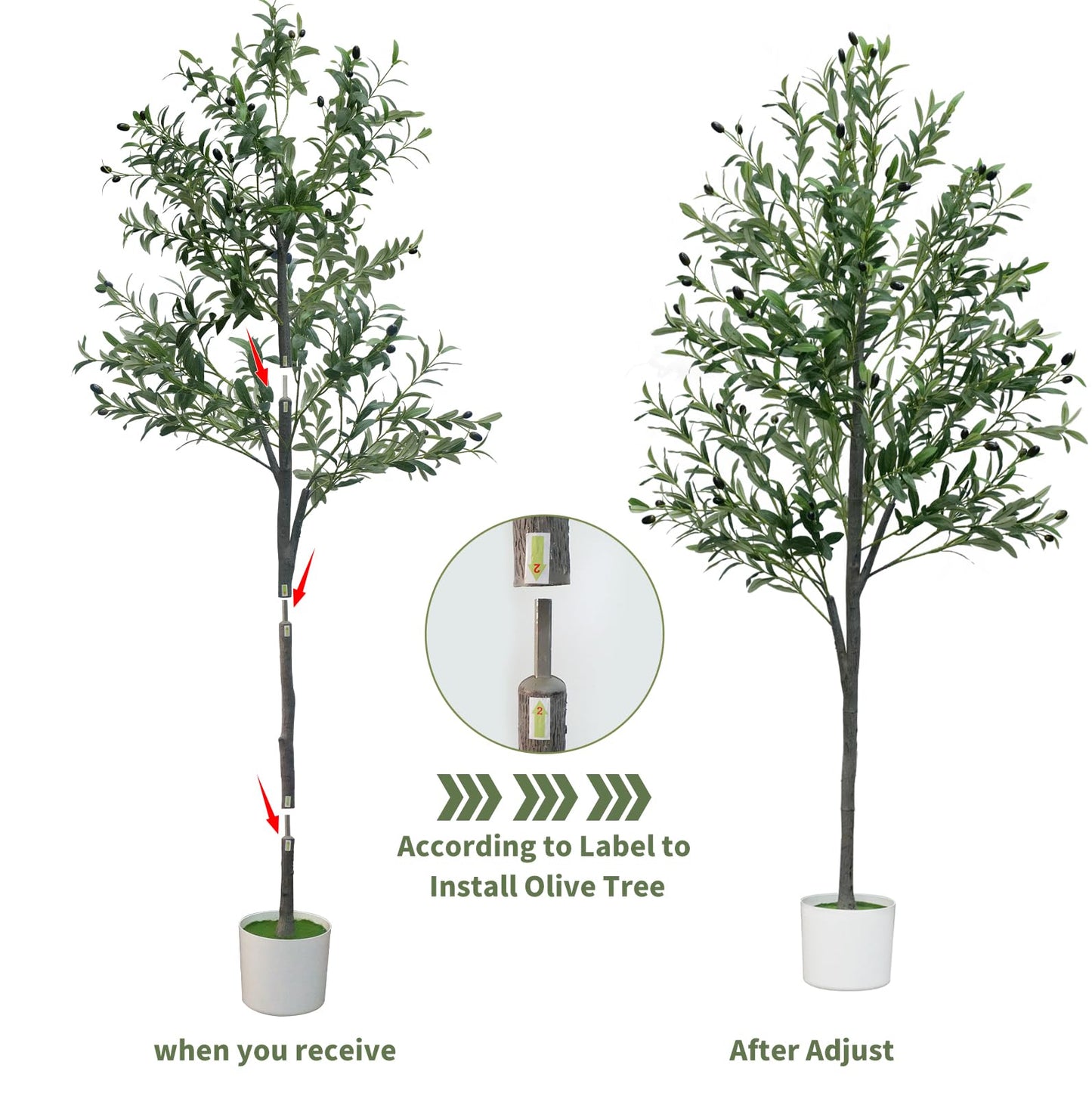 6FT Artificial Olive Tree,Artificial Plants Indoor,Faux Olive Tree Indoor with Natural Wood Trunk and Realistic Leaves and Fruits for Home Office Decor
