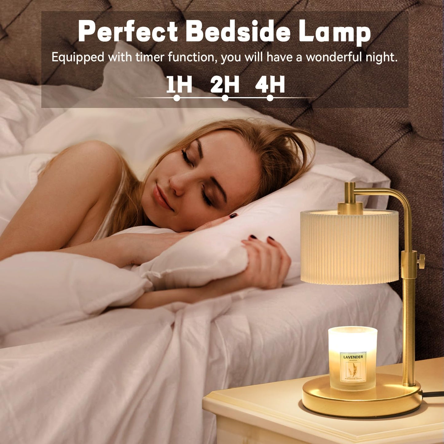 NITOWOLF Candle Warmer Lamp, Candle Lamp Warmer with Timer Adjustable Height Wax Warmer Lamp for Jar Candles, Birthday Gifts for Women Mothers Day Gifts (Gold)