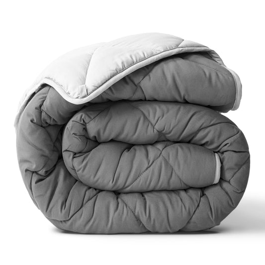 ViscoSoft Twin/Twin XL Comforter - Cloud-Soft Down Alternative Duvet Insert, All Season Cooling Lightweight Reversible Quilted Blanket for Dorm & Guest Bed, Oeko-TEX Certified, Light/Dark Gray