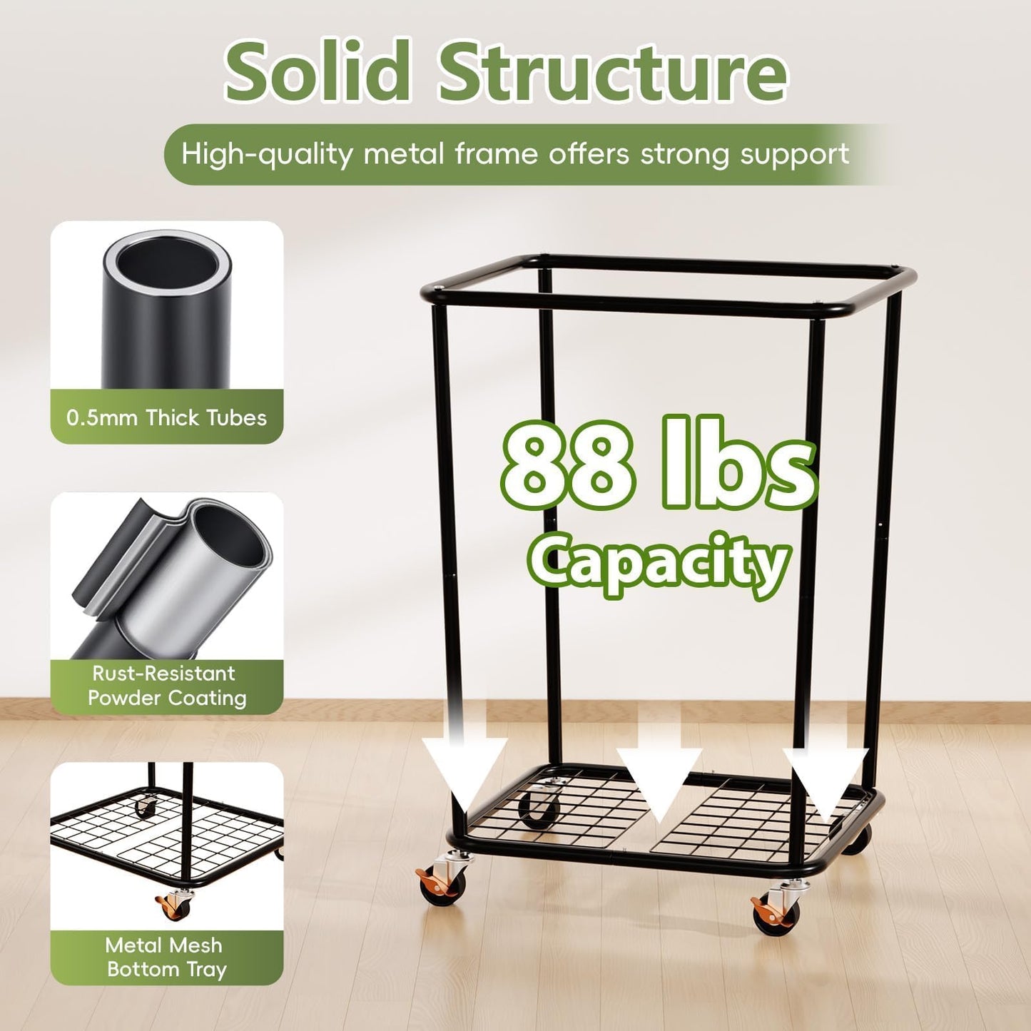 150L Laundry Basket with Wheels, Rolling Laundry Hamper with Cloth Cover, Laundry Cart with Metal Frame & Removable Bag, Large Dirty Clothes Hampers for Bedroom Aesthetic, Laundry Room Bathroom, Black