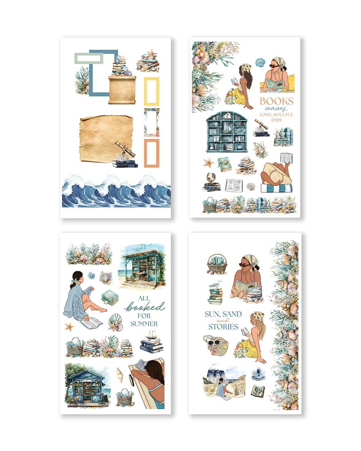 Literary Seasons Sticker Book – Book Lover Planner Stickers for Journaling, Scrapbooking & Reading Tracker, Seasonal Decorative Stickers for Winter Spring Summer Fall, Bookish Stationery Gift