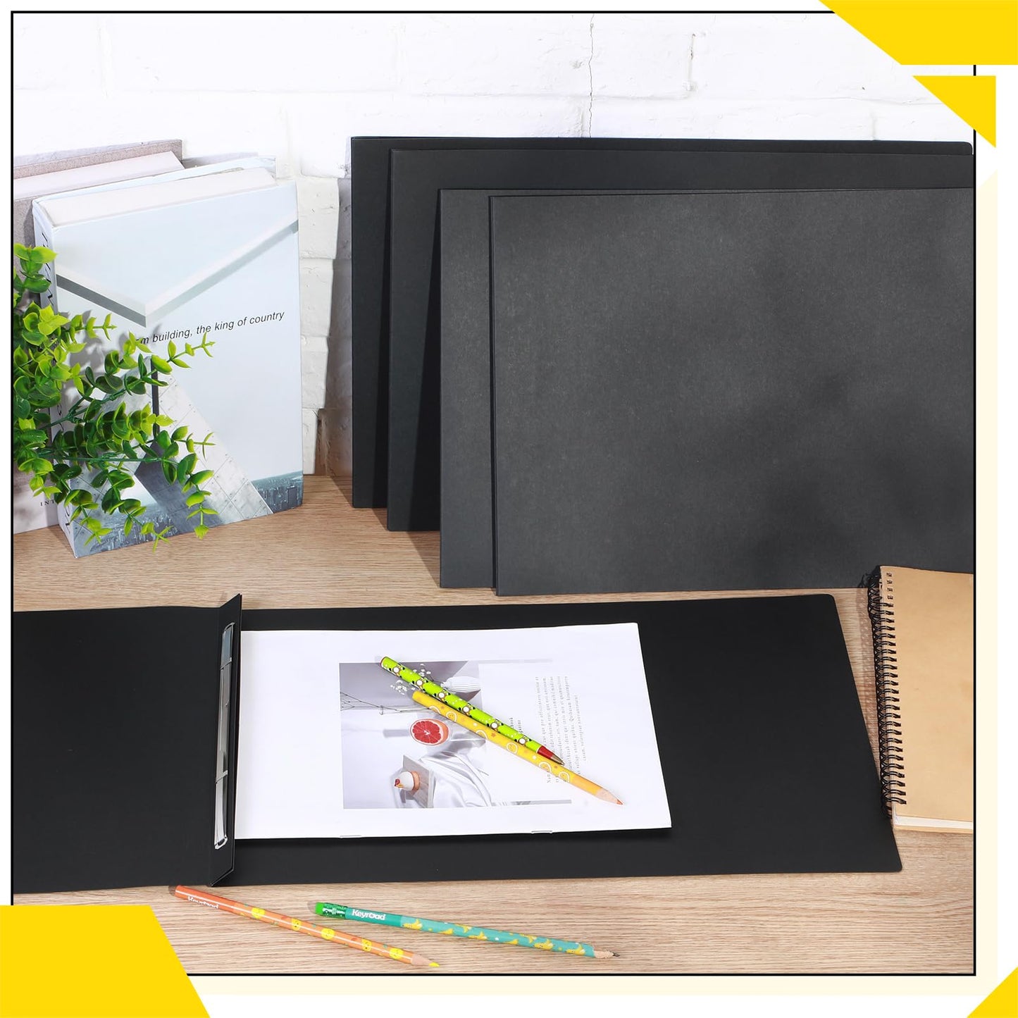 Resurhang 10 Pcs 11x17 Inch Pressboard Report Cover, 3" Capacity Presentation Binder Folder with Metal Prong Paper Fastener to Neatly Bind Reports Proposals Transcripts, Other Documents (Black)