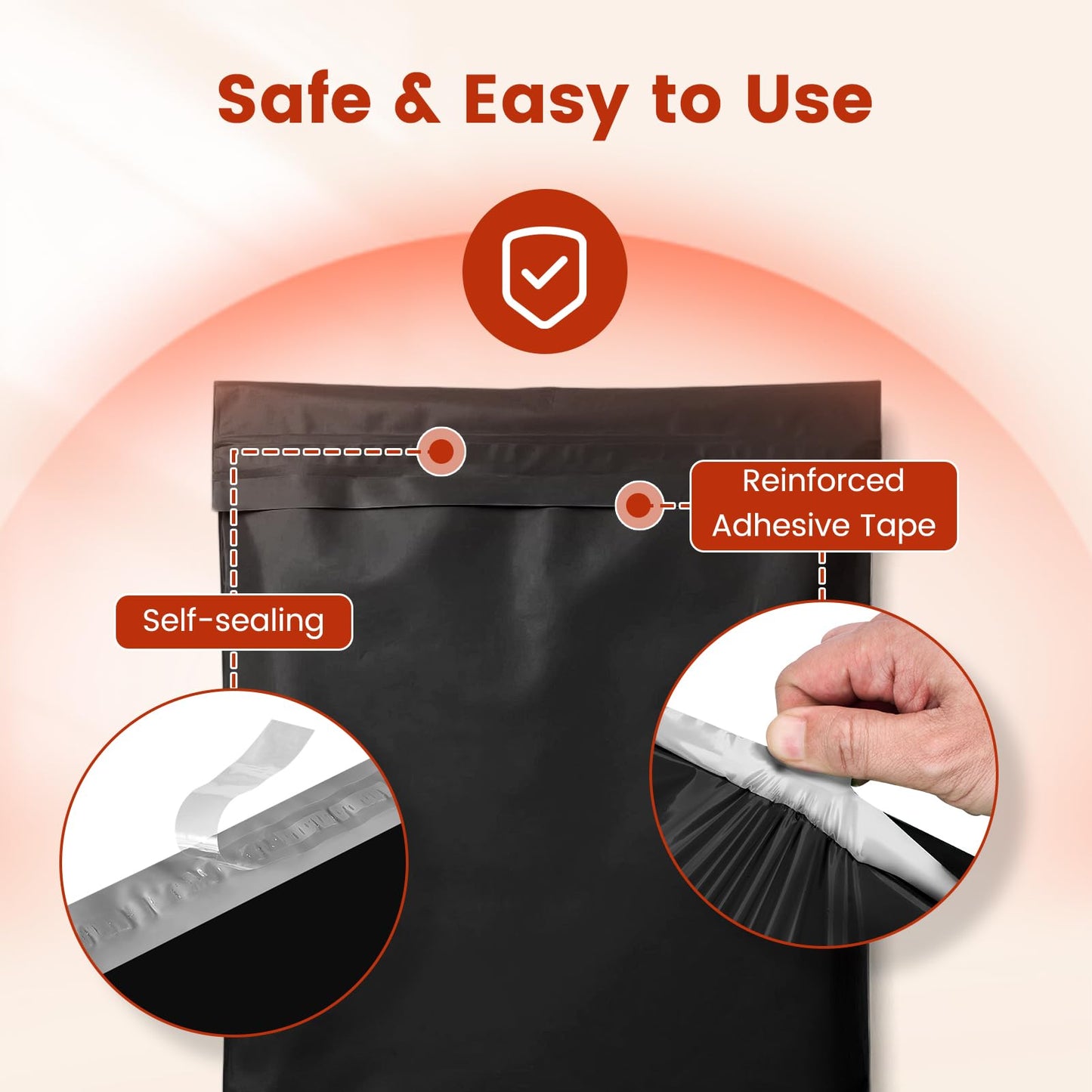 Metronic Poly Mailers 19x24 250Pcs Large Shipping Bags for Clothes,Heavy Duty Shipping Envelopes Bulk for Small Business,Strong Adhesive Self-Seal Plastic Mailing Bags for E-Commerce Packaging, Black