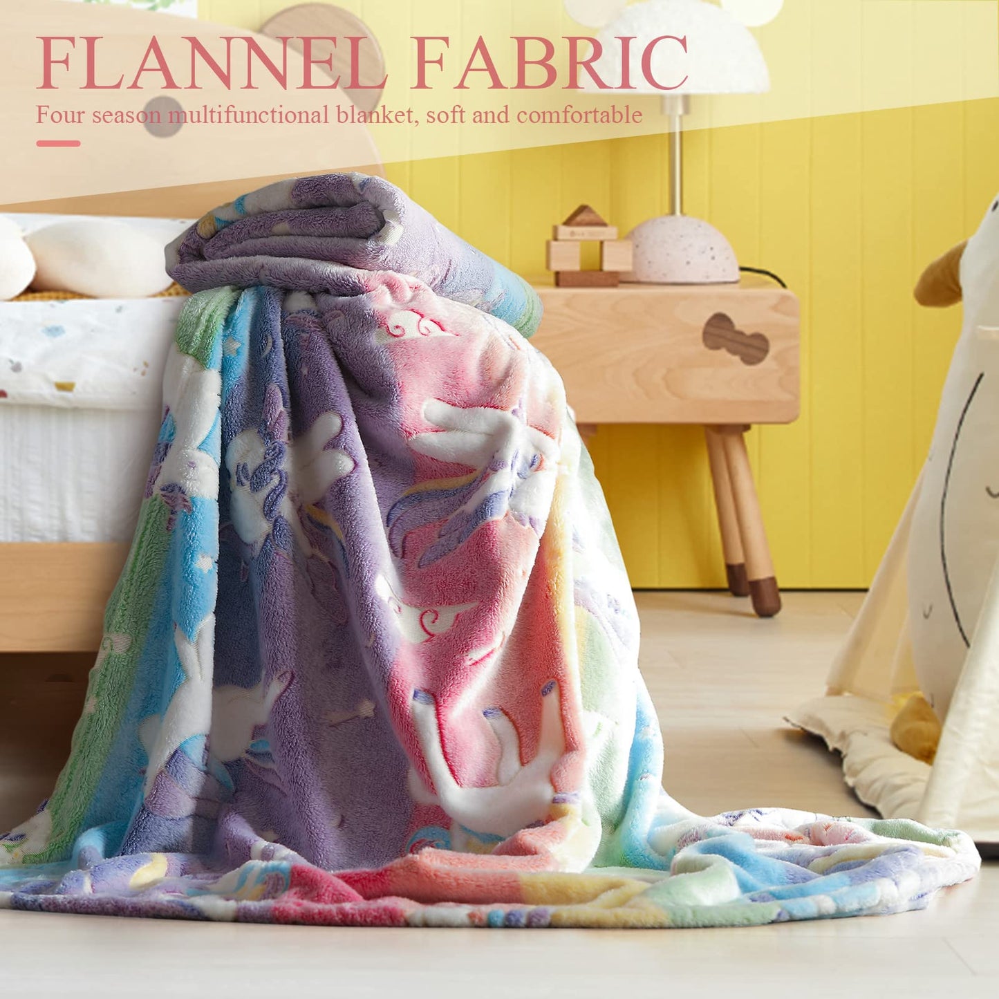 LIFEYJ Glow in The Dark Blanket Unicorns Gifts for Girls, Soft Blanket 3 4 5 6 7 8 9 10 Year Old Girl Gifts, Toddler Girls Toys Age 6-8, Easter Gifts for Kids Birthday Gifts Presents, 50"x60"