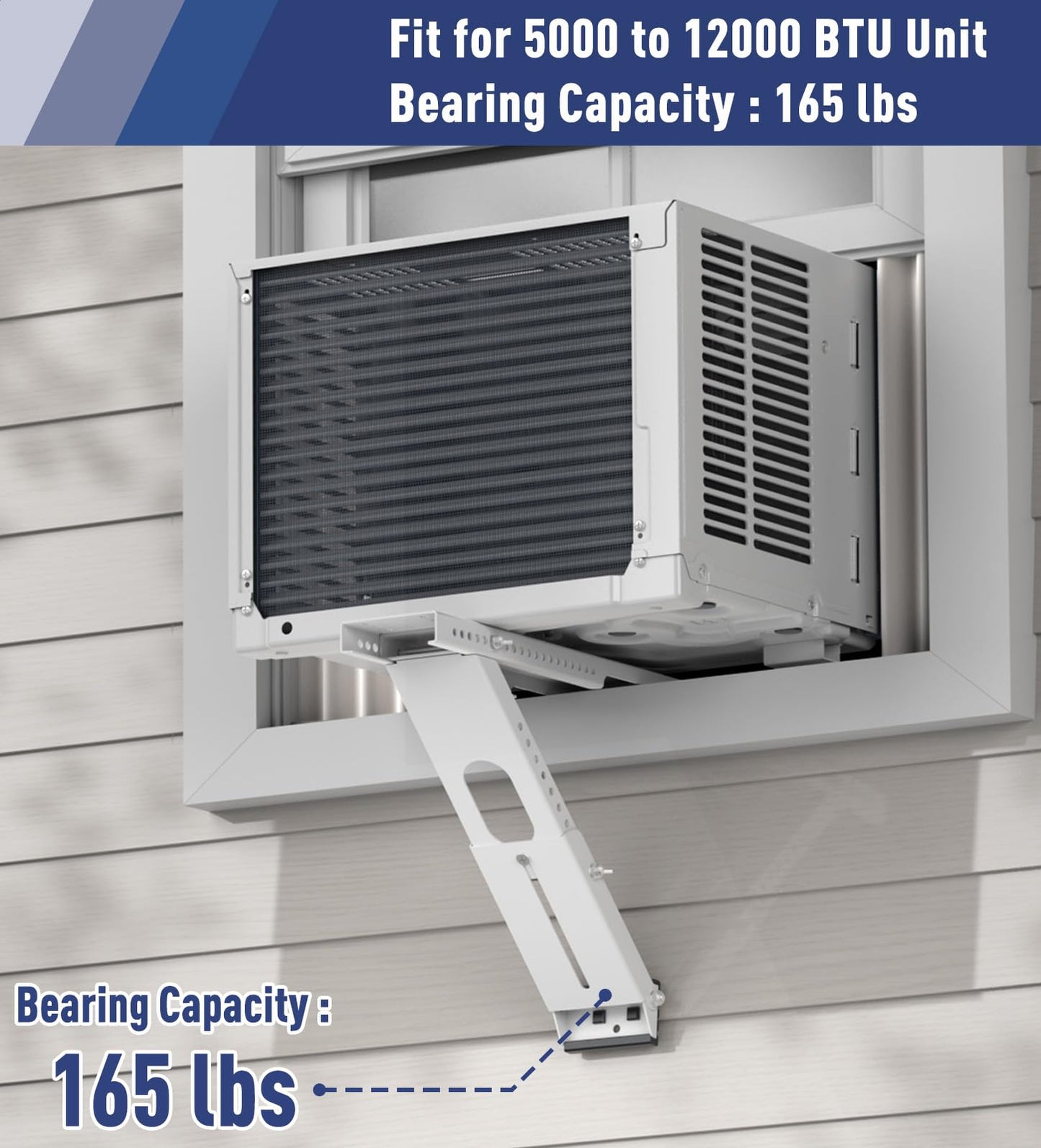 LEOPO No Drilling Air Conditioner Support Bracket, HVAC Brackets Fits Single & Double-Hung Windows, Heavy Duty Single Arm Support Window AC Bracket，Holds Up to 165lbs, for 5000-12000 BTU Units
