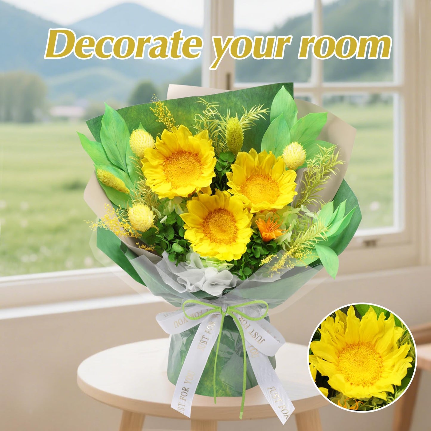 Casaido Preserved Flowers for Delivery, Mothers Day Sunflower Bouquets with Necklace, Forever Flowers Anniversary Birthday Gifts for Women Mom Wife Girlfriend, Eternal Flowers for ValentinesChristmas