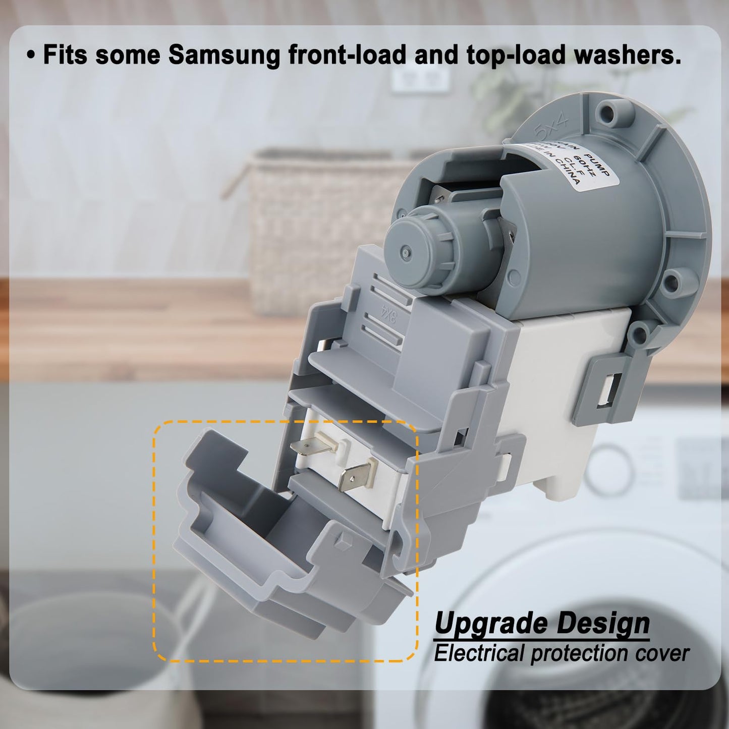 Washer Drain Pump Motor by SupHomie - Replacement For Samsung WF45K6200AZ/A2 WF45K6500AV/A2 WF45K6500AW/A2 WF45M5500AW/A5 WF45N5300AF/US WF45H6300AG/A2 (ONLY MOTOR)