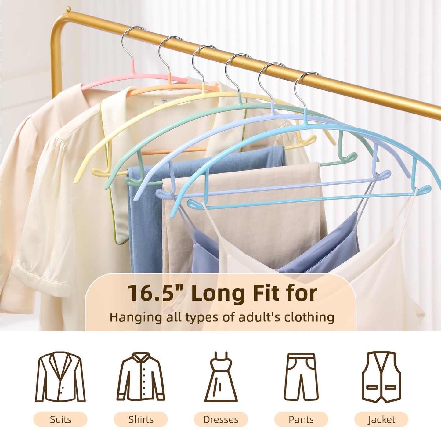 MOPALL Clothes Hangers 28 Pack, Non Slip PVC Coating Metal Sweater Hanger No Shoulder Bump, 16.5 inch Wide Heavy Duty Durable Adult Coat Hanging for Closet, Suit, Dress, Jacket, Pant, Shirt