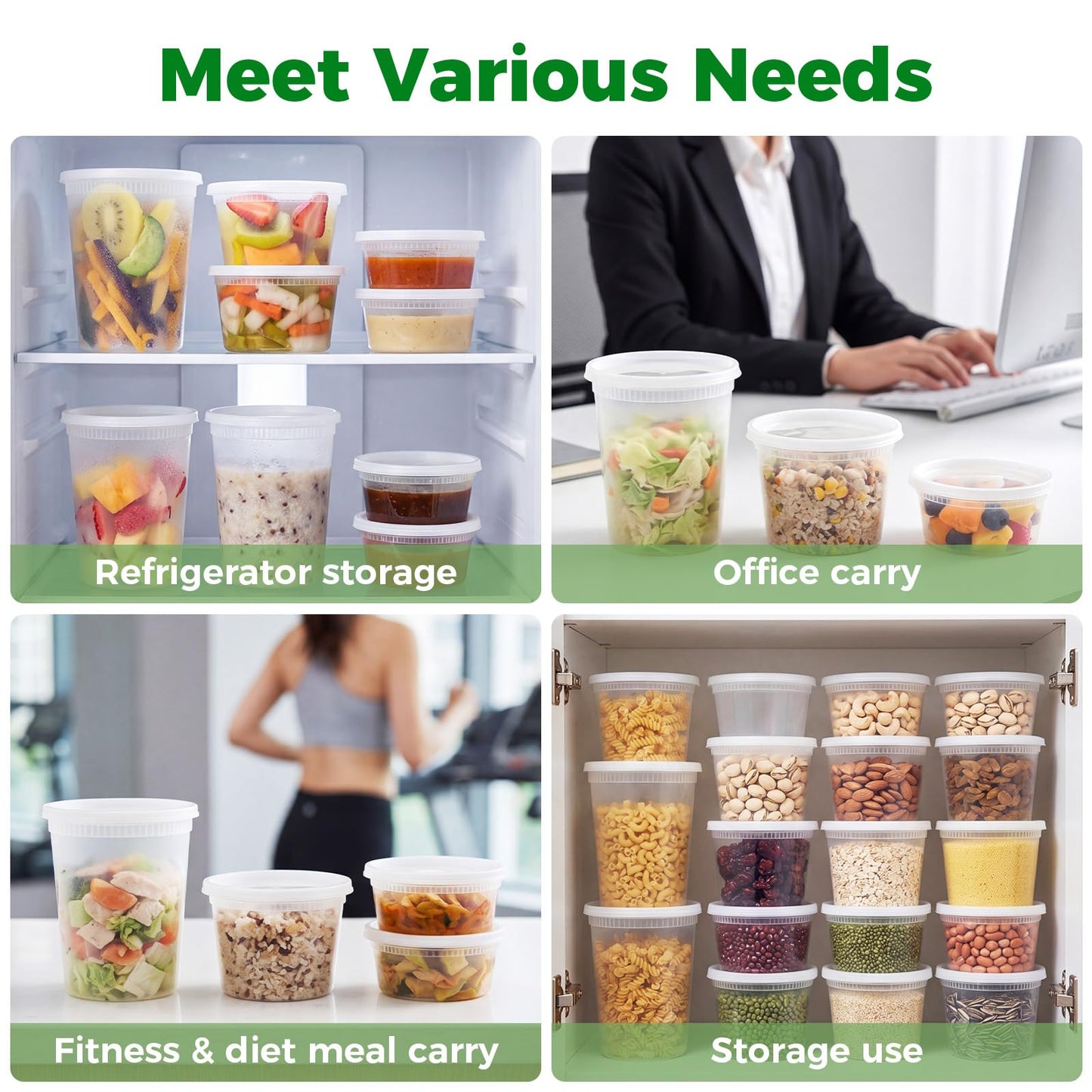 vivigu Deli Containers with Lids 48 Sets, 32/16/8 oz Food Storage Containers with Lids for Takeout Meal Prep Storage, Plastic Soup Container Leak-Proof & BPA Free, Freezer/Microwave/Dishwasher Safe