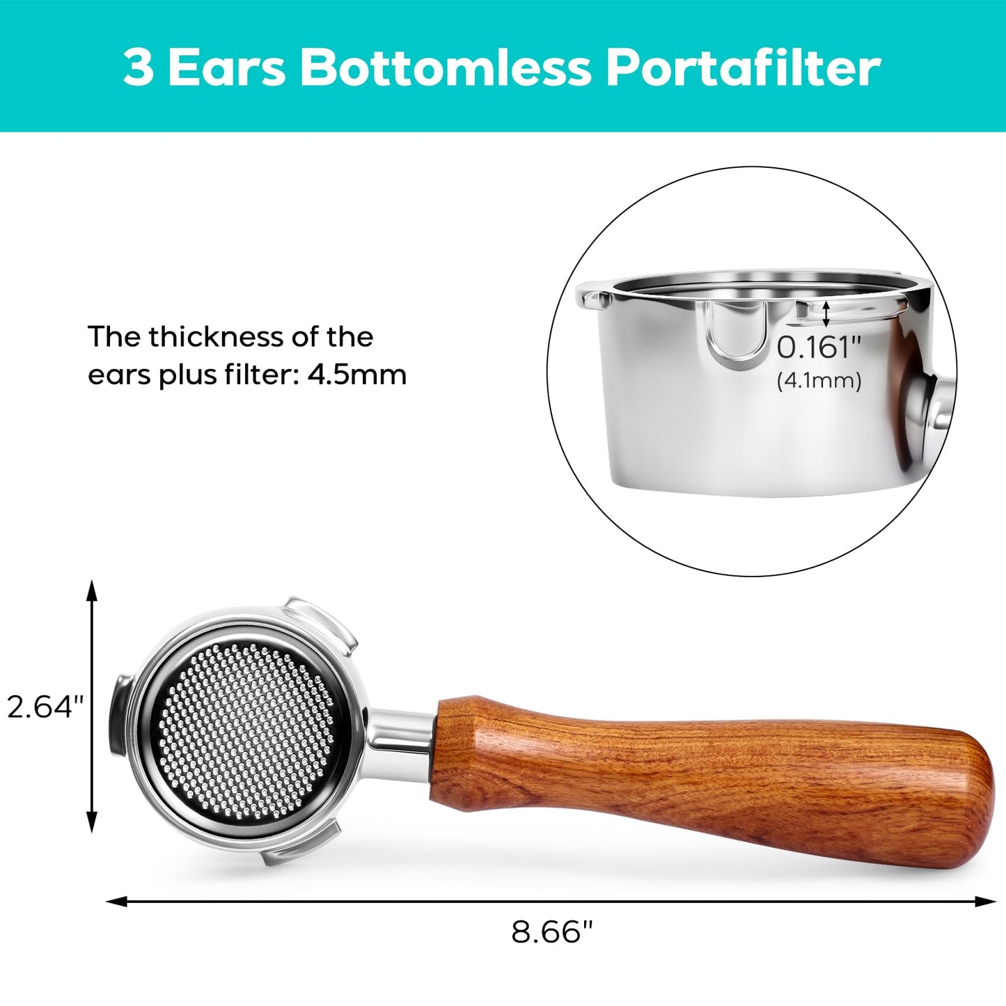 CASABREWS 51mm Bottomless Portafilter with Puck Screen & Filter Basket, 3 Ears Espresso Handle for CM5418 & 3700Essential