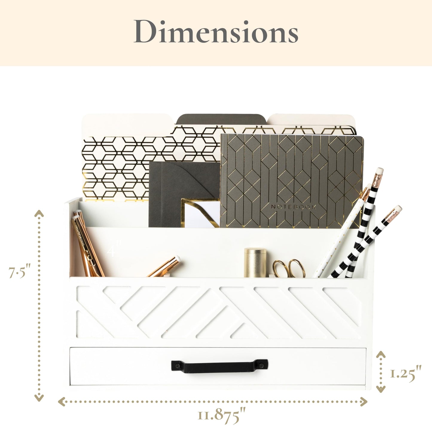 BLU MONACO | Wooden Mail Organizer with Drawer | Mail Organizer Countertop with 6 Compartments | Bill Holder for Desk | White Desktop Mail Sorter