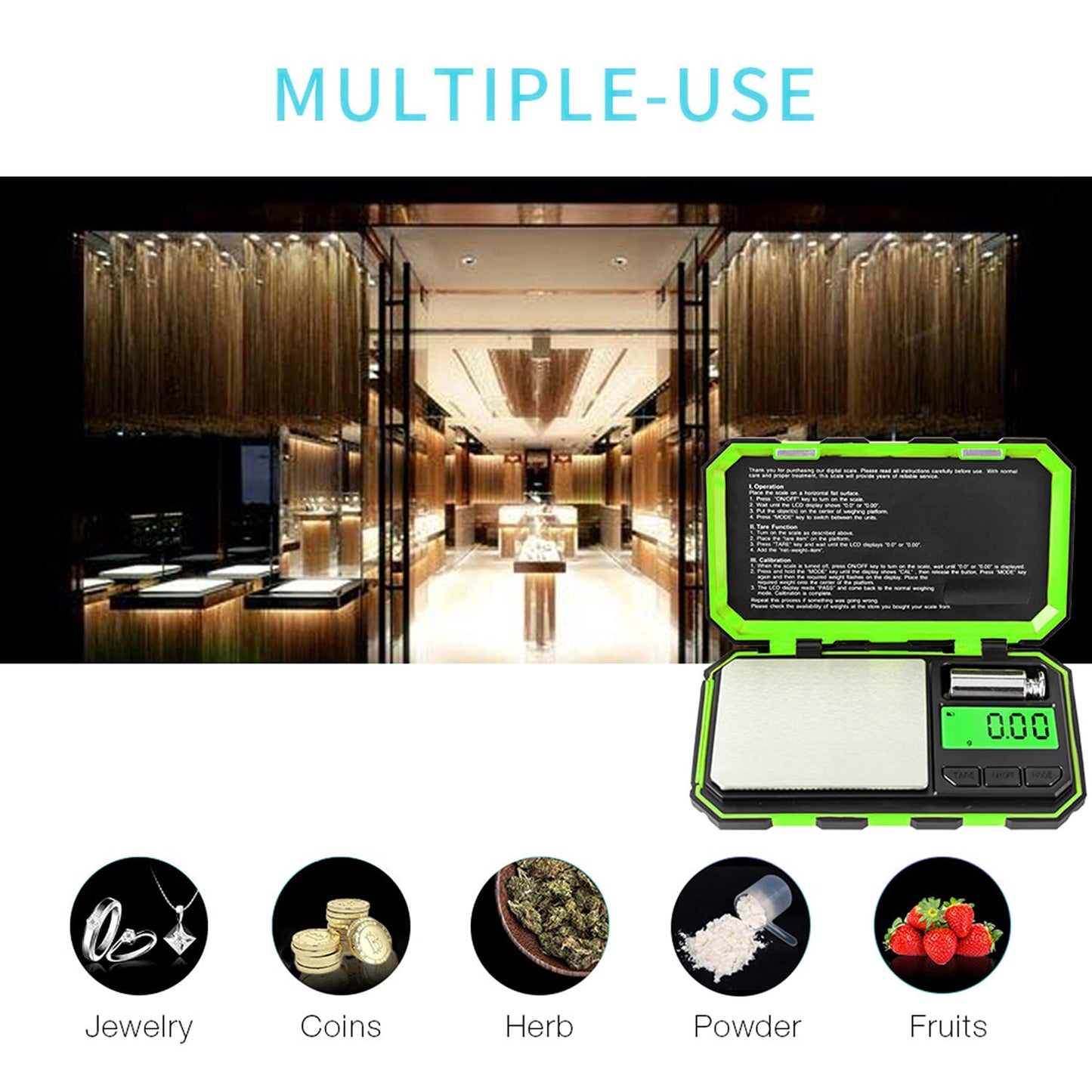 Fuzion Pocket Gram Scale, 500g x 0.01g Digital Jewelry Scale, 6 Modes Conversion Mini Scale with LCD Display, Tare for Herb, Food, Jewelry, Medicine
