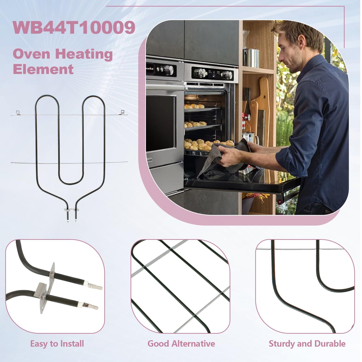 NEW WB44T10009 Upper Broil Heating Unit Element Replacement for GE Range Oven Stove Broil Heating Elements