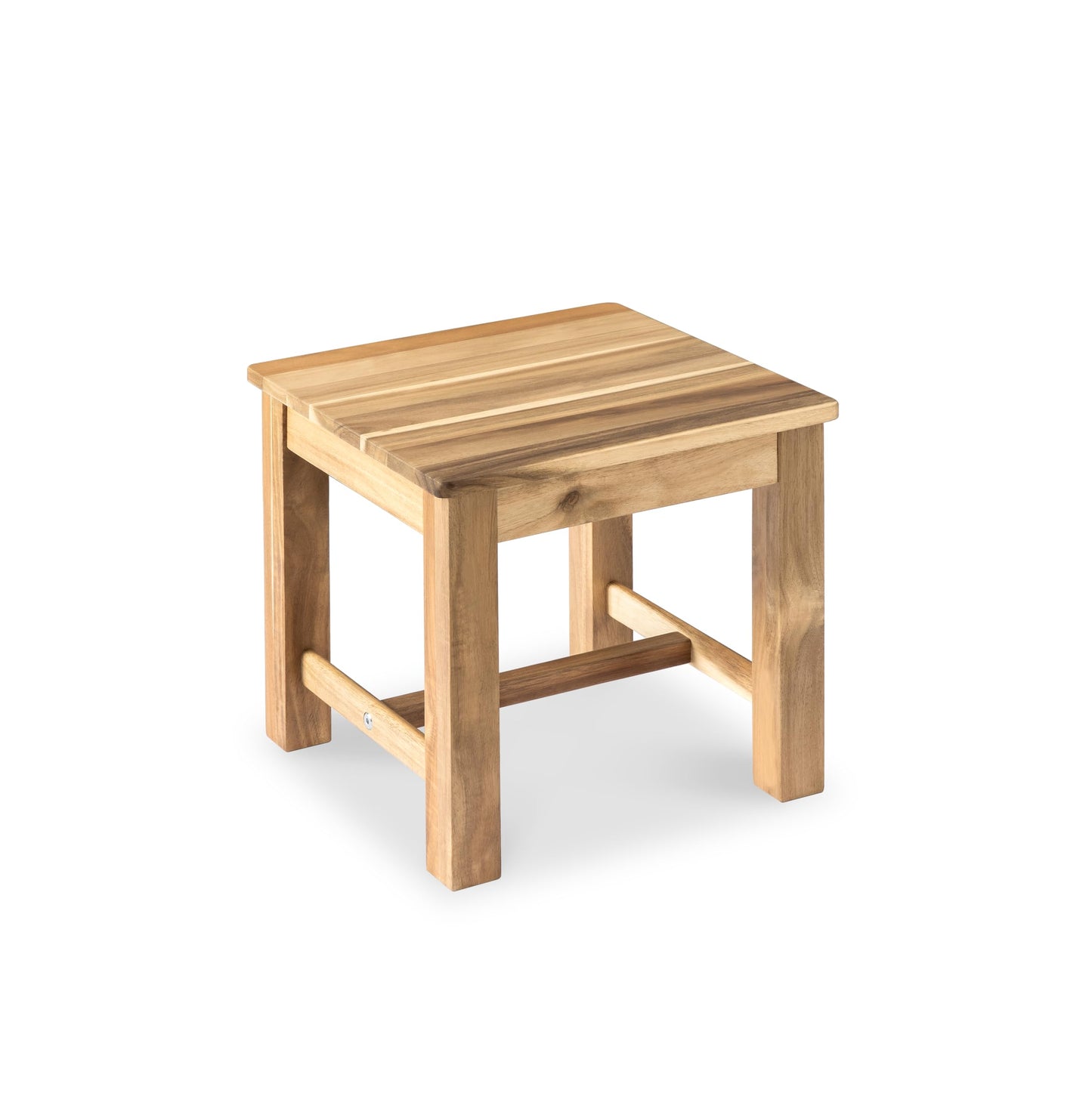 VICTORY RELAX 12 Inch Wooden Light Natural Step Stool, Small Nature Beach Chair Under Desk, Indoor Acacia Wood Short Footstool for Living Room, Kitchen, Bathroom