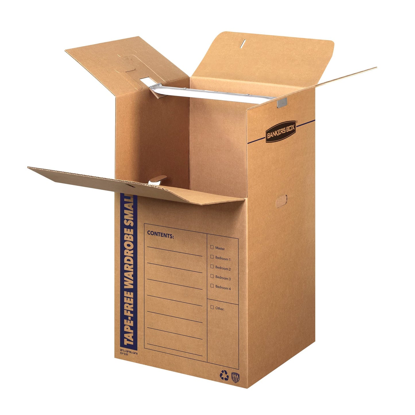 Bankers Box Short Wardrobe Box 3 Pack, Tape-Free Design, 20-in x 20-in x 34-in (7710401)