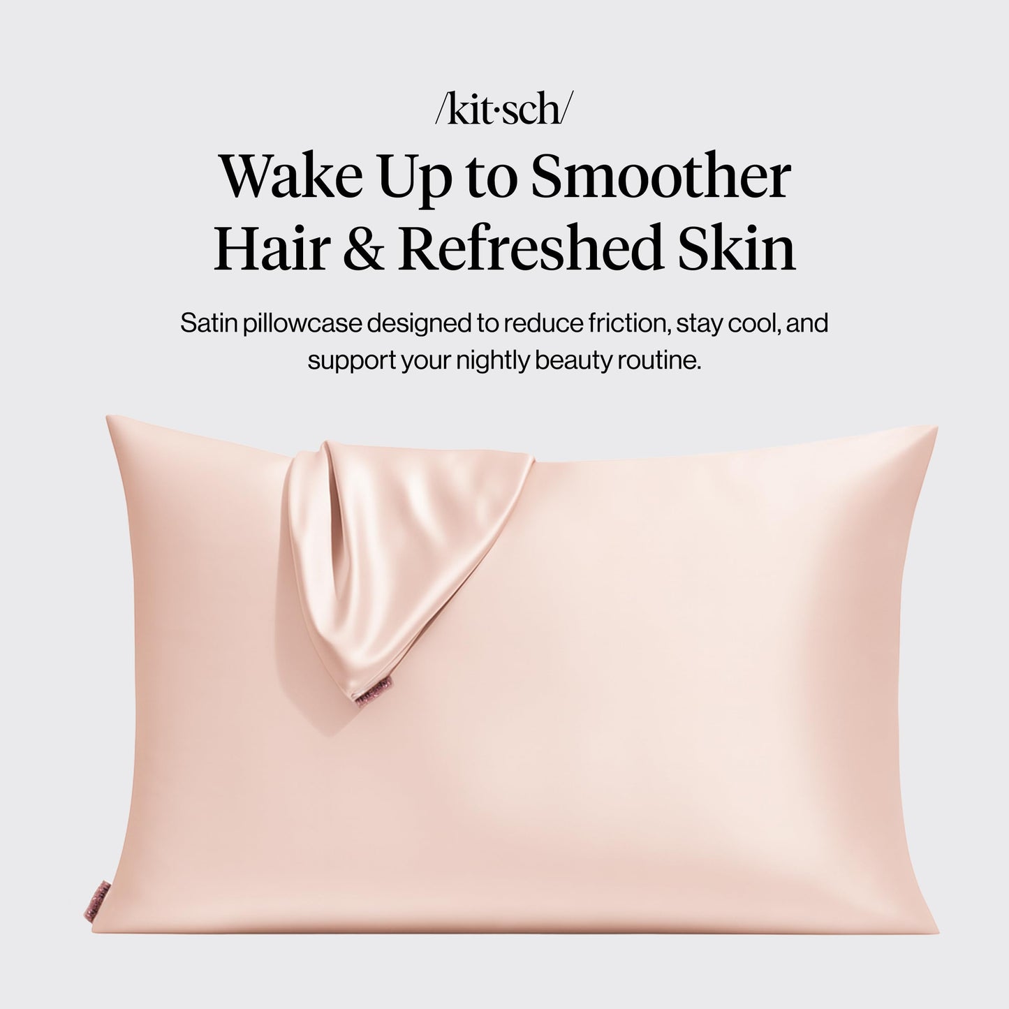 Kitsch Satin Pillowcase with Zipper for Hair & Skin - Softer Than Silk Pillow Cases, Smooth Cooling Satin Pillow Case, Wrinkle-Free, Machine Washable - Pillow Cases Standard Size 19x26 - Blush, 2pcs
