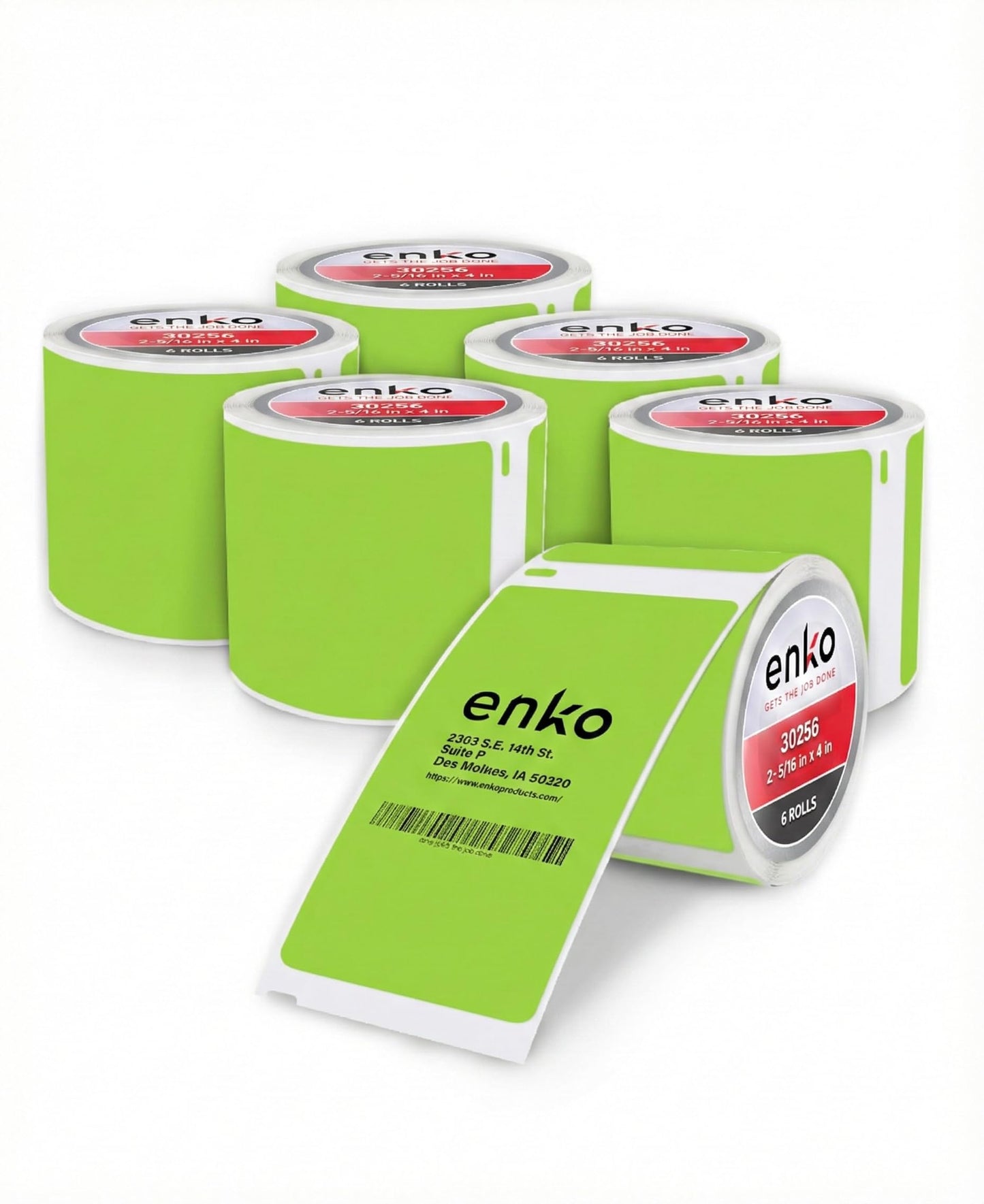 enKo [6 Rolls, 1800 Direct Thermal Labels] Green Colored Compatible for Dymo 30256 Label (2-5/16 x 4") Use with Dymo, Rollo Thermal Printer as Shipping & Mailing Labels