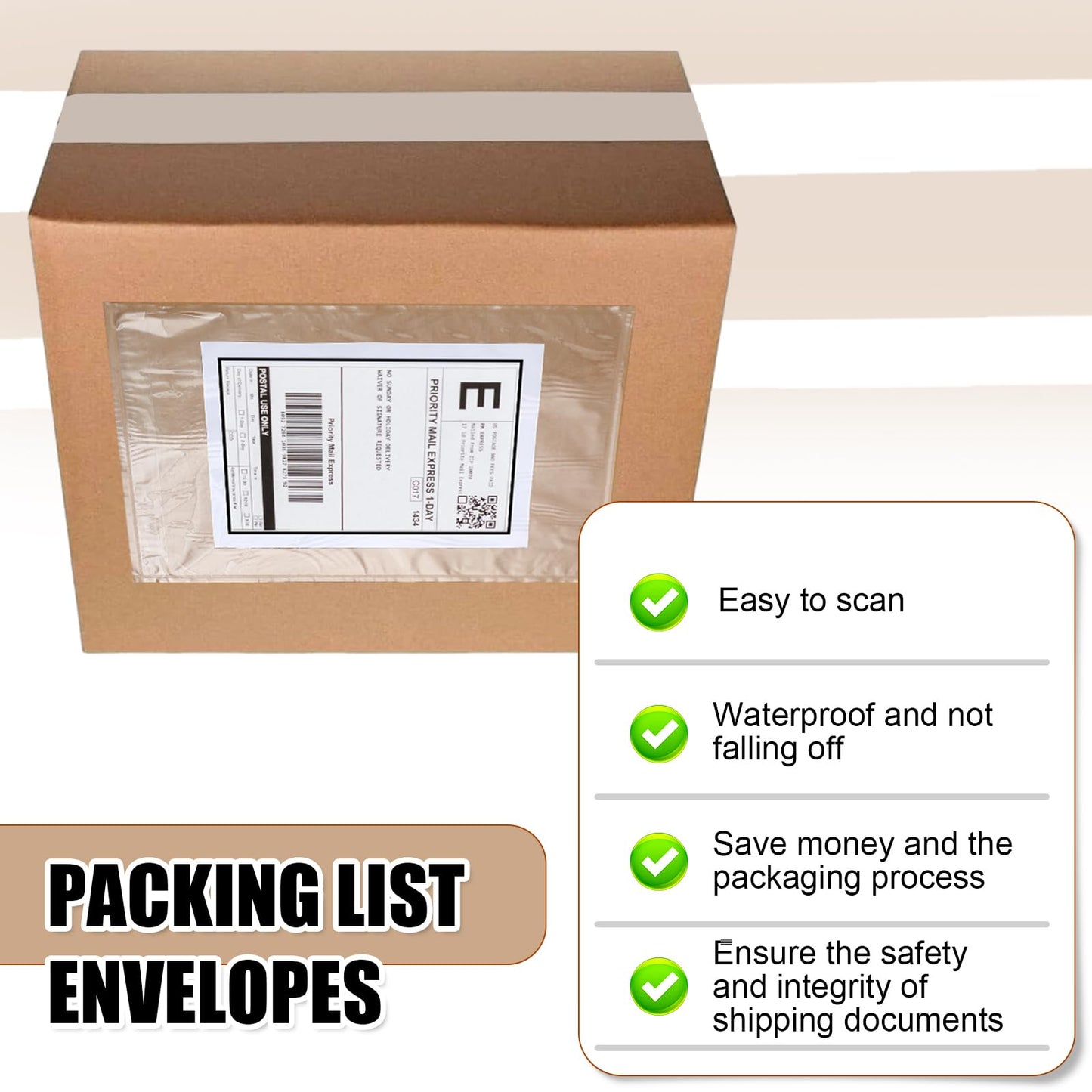 Cholemy 400 Pcs 9.5 x 12 in Clear Packing Slip Pouches Shipping Label Sleeves Adhesive Packing List Pockets Envelopes Mailing Protectors Slip Envelope Pouches Holders Cover Enclosed Bag