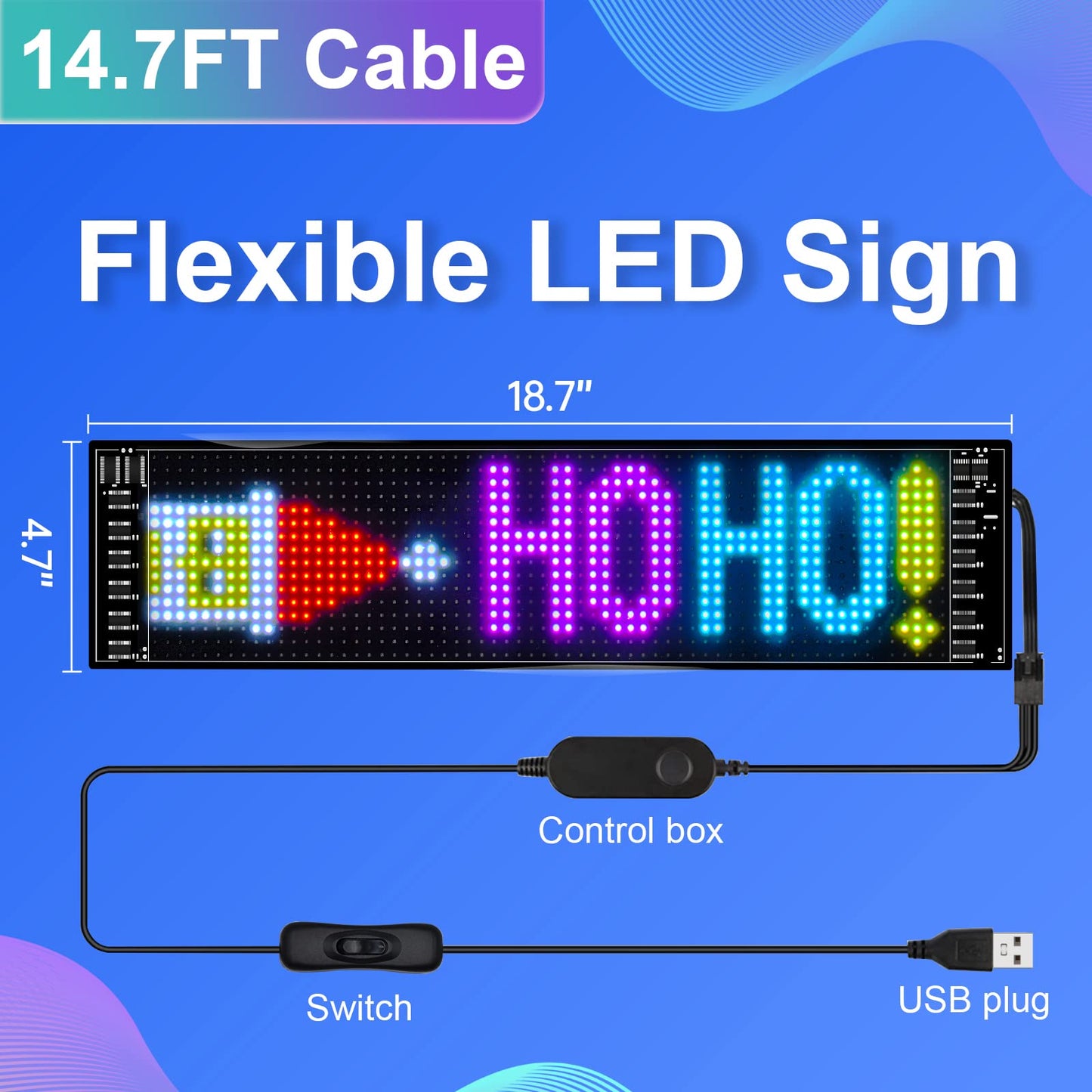 GOTUS Programmable LED Sign,String lights for festive decoration,Control by Bluetooth APP Control,DIY Design Text, Patterns, Animations