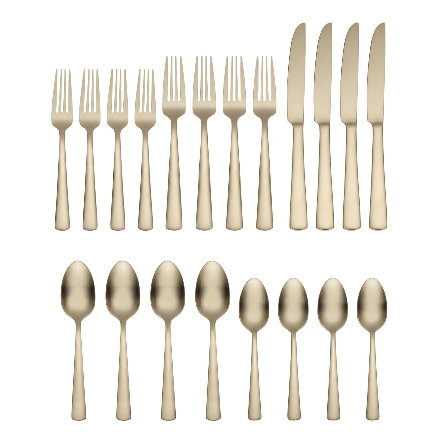 Oneida Silverware Set For 4, Aptitude Champagne Satin 20-Piece Flatware Set, Service For 4, 18/0 Stainless Steel Silverware Set, Dishwasher Safe, Knives Spoons and Forks Set, (Champagne, 20 Piece)