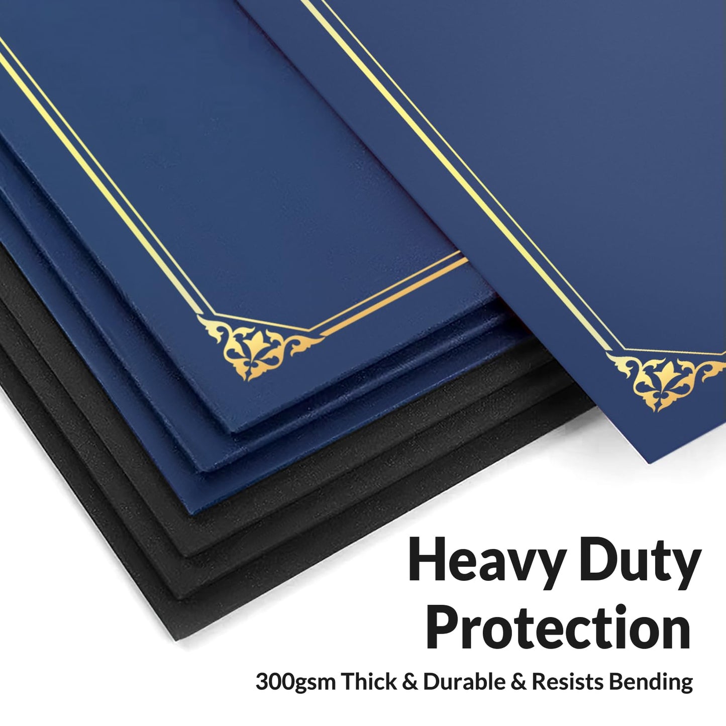 50 Packs Certificate Holders, Navy Blue Diploma Holders, Certificate Covers with Gold Foil Border for Letter Size 8.5 x 11 Award Certificates, Diploma and Documents