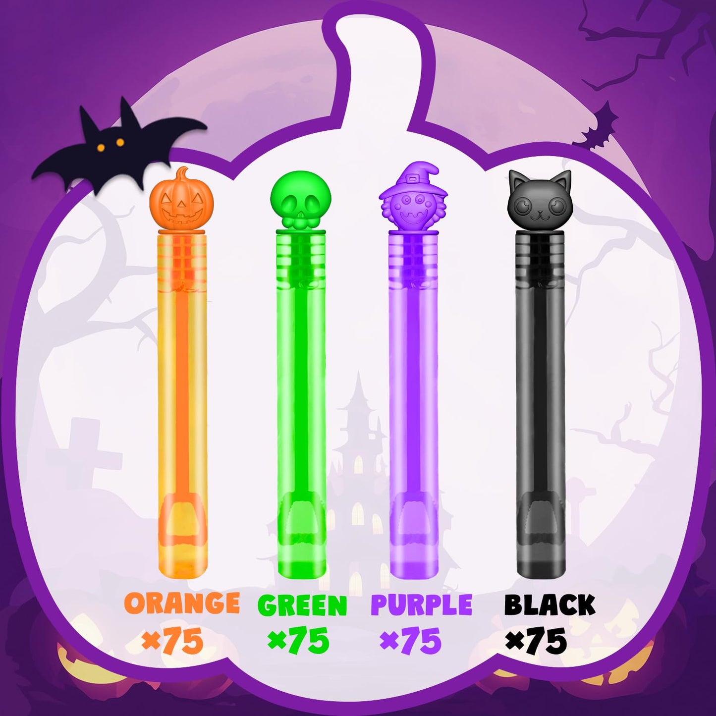 Bulk Halloween Trick or Treat Toys Gifts for Kids 300 Pcs, Mini Bubbles Party Favor Supplies for Toddlers, Boo Basket Bucket Goody Bag Stuffers Fillers School Prize Non Food Treats Games Activities