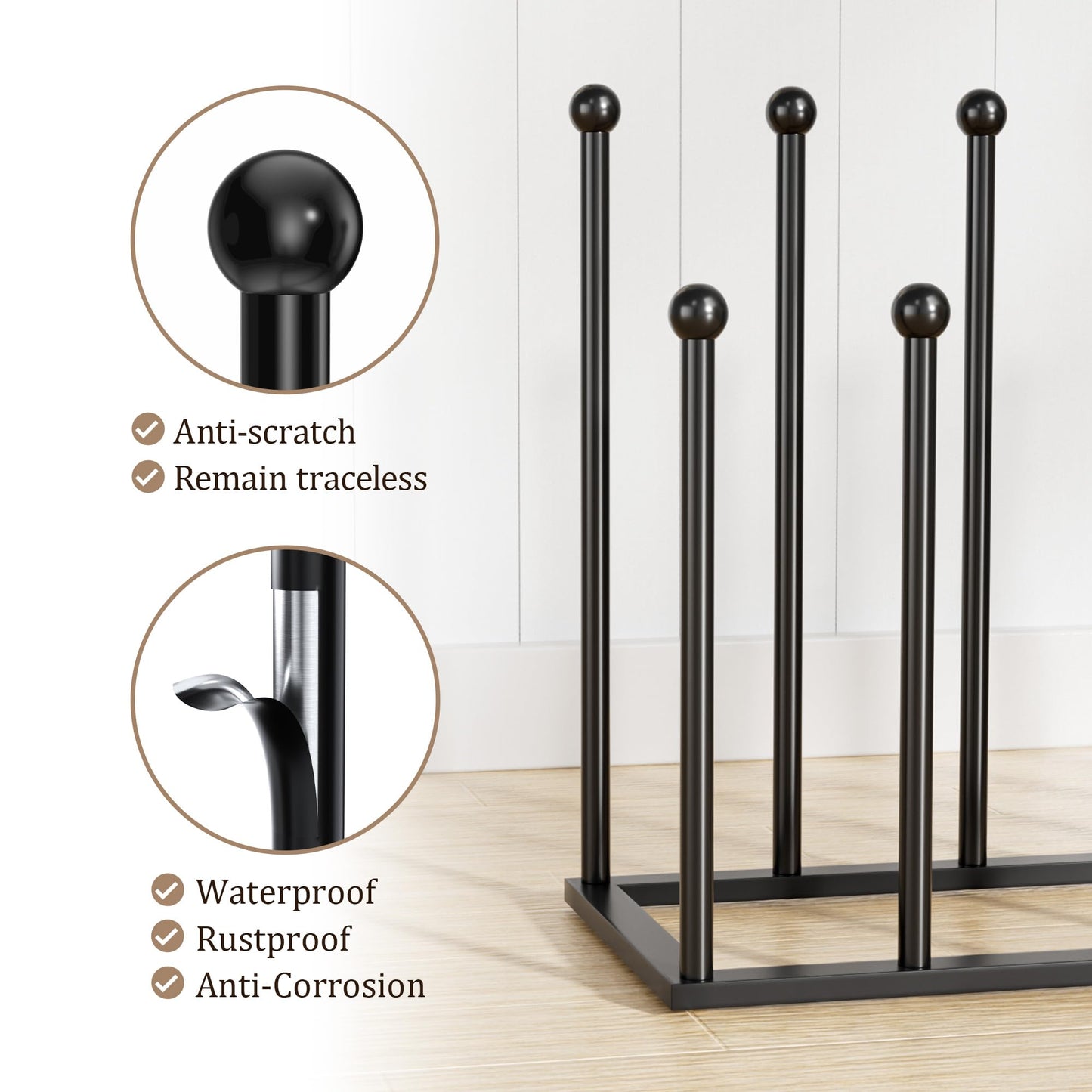 pickpiff Free Standing Shoe Racks - Black Metal Boot Rack Organizer Tall Boots for Dorm Room, Closet, Entryway, Bedroom, Patio Outdoor, Hallway, Black, Shoe Storage Fit for 8 Pairs