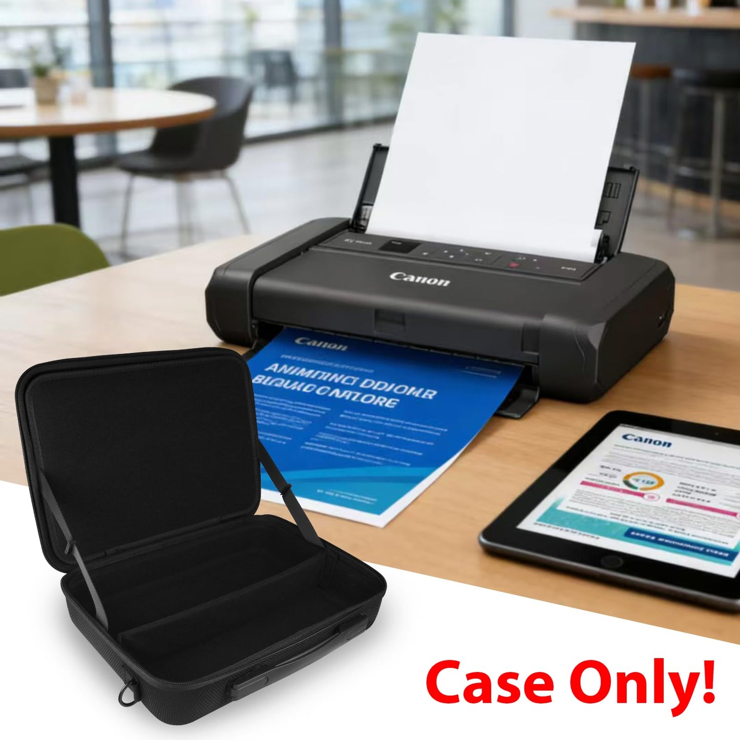 LVKAYCE Hard Case for Canon PIXMA TR160 / TR150 / iP110 Wireless Mobile Printer, Portable Printer Storage Bag with Adjustable Shoulder Strap for Travel (Case Only)