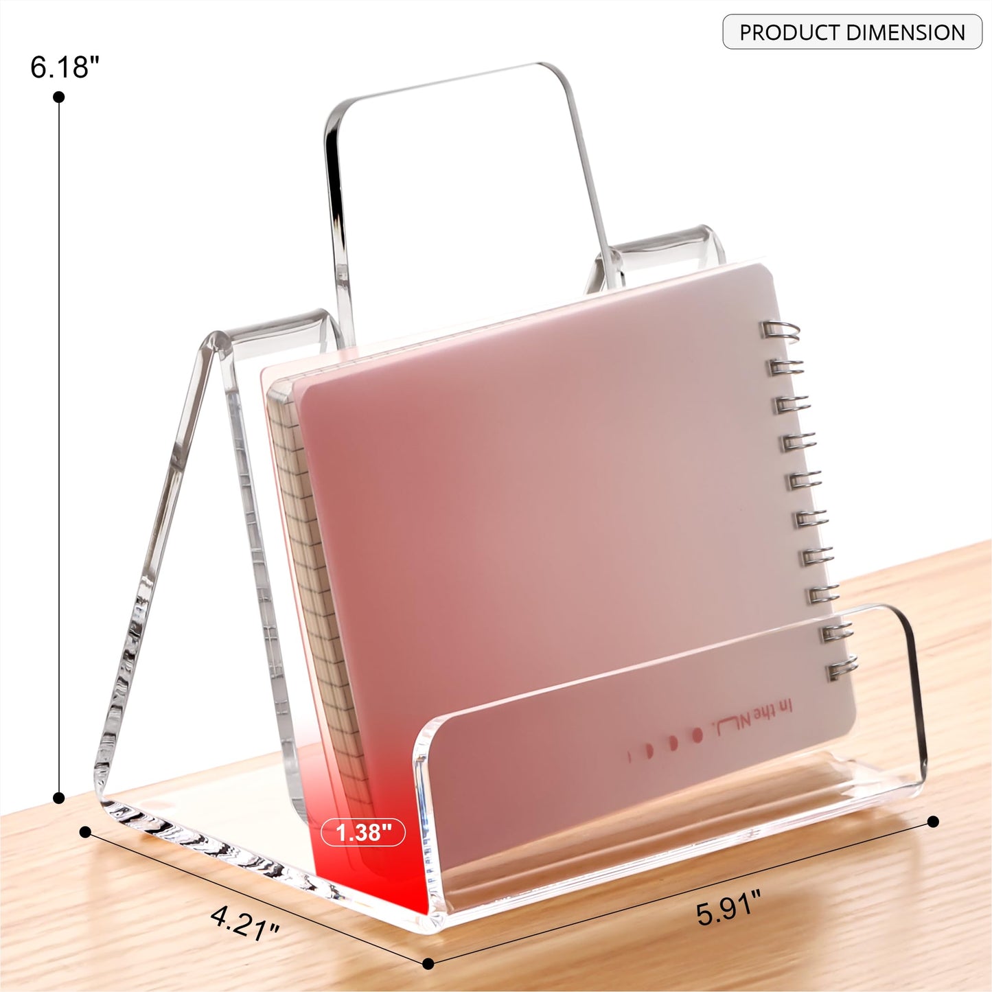 HeZone Acrylic Brochure Holder 5x6 Inch,Clear Pamphlet Holder Display Stand for Trifold 4&5&6 Inch Flyers,Pamphlets,Booklets,Menu,Leaflets for Office,Home,Store,2Pack,A5
