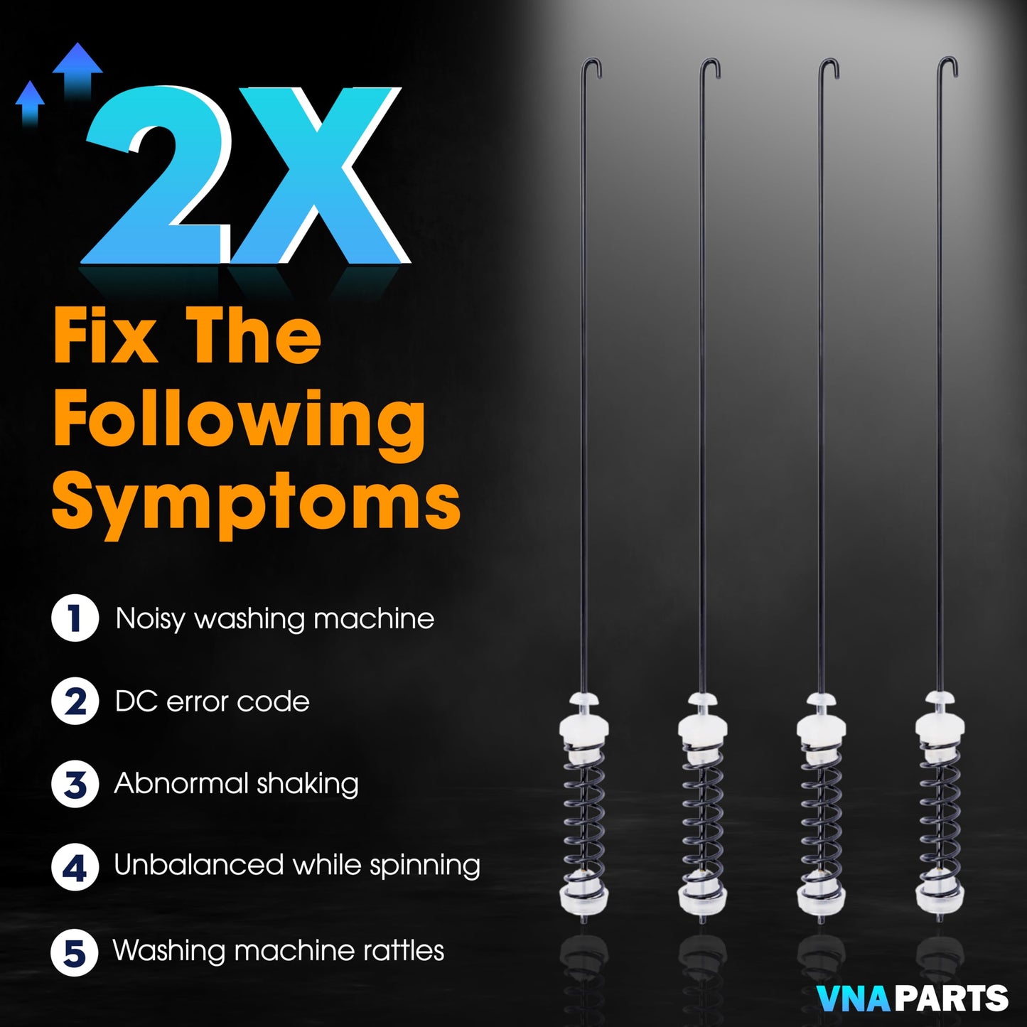 4PC Washer Suspension Rod Replaces W10780048 For Admiral ATW4675YQ1 Whirlpool WTW4800XQ4 WTW4800XQ0 WTW4800XQ1 WTW4800XQ2 Maytag MVWC200XW2 MVWC200XW1 Amana NTW4600YQ1 NTW4650YQ0 RTW4640YQ1 RTW4640YQ0