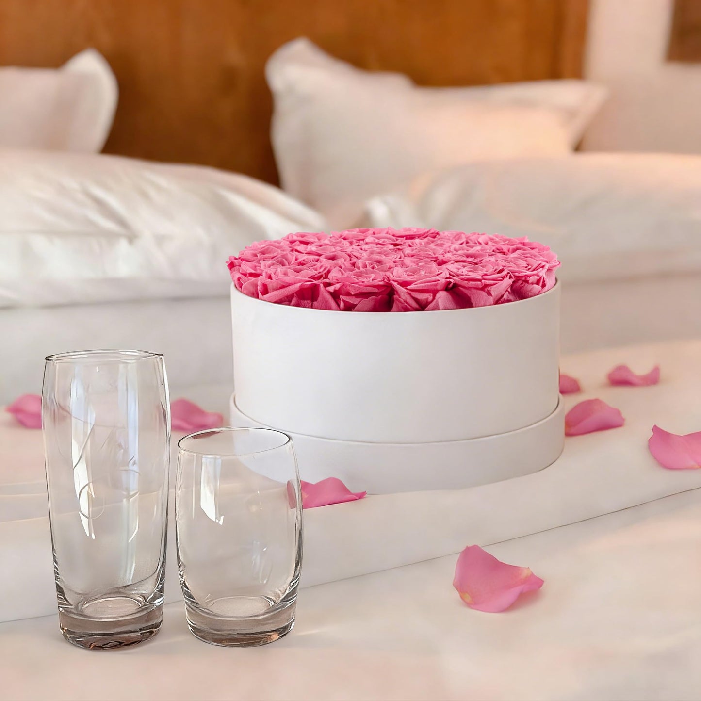 27 Forever Roses in Luxury White Box, Eternal Real Roses Birthday Gifts for Women, Preserved Flowers for Delivery Prime, Anniversary, Valentine's Day, Mothers Day for Mom (Pink)