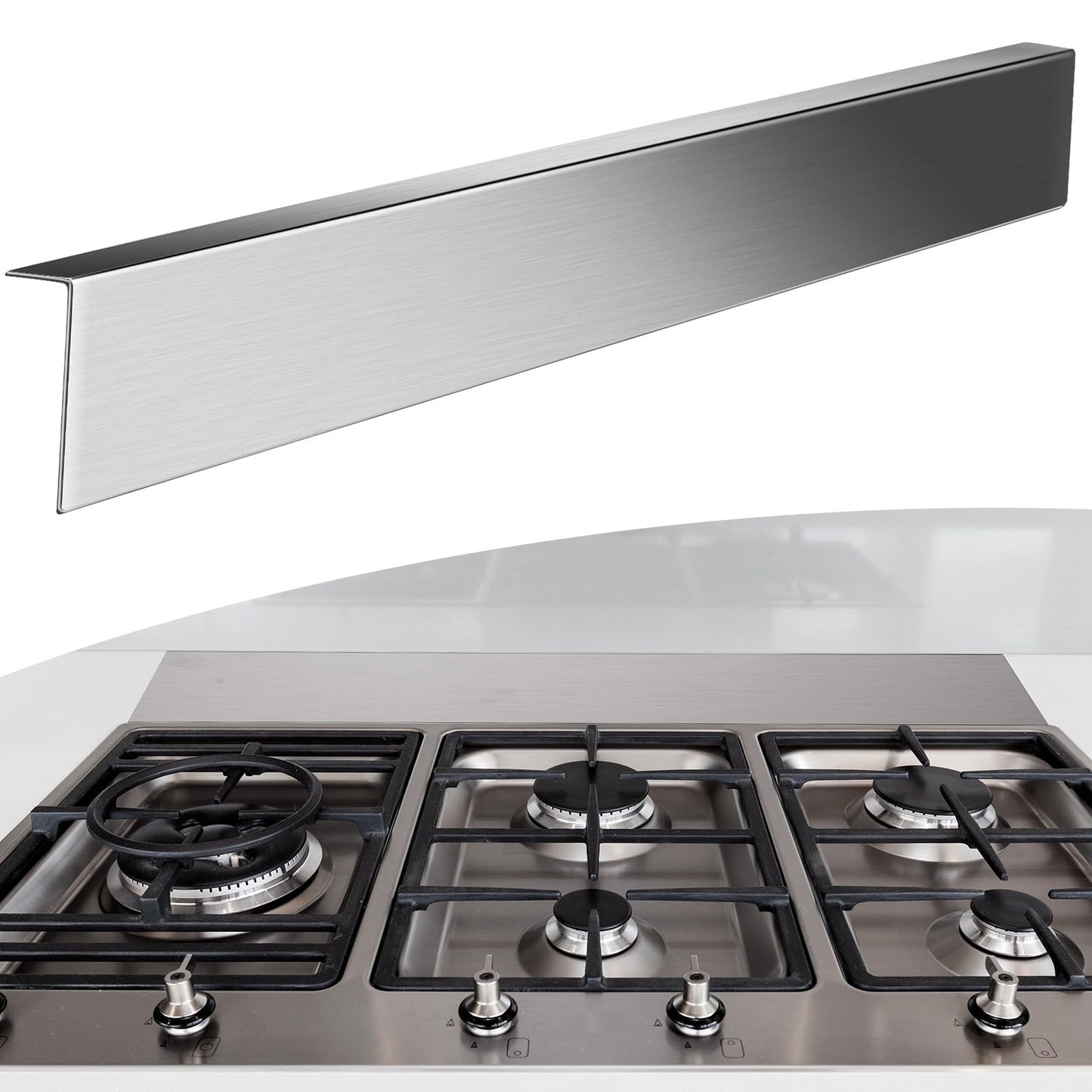 Blulu 304 Stainless Steel Universal Gap Filler - 36'' x 2.5'' x 1'' Stainless Steel Stove Gap Covers for Microwave/Oven/Range/Cooktop Kitchen Decor
