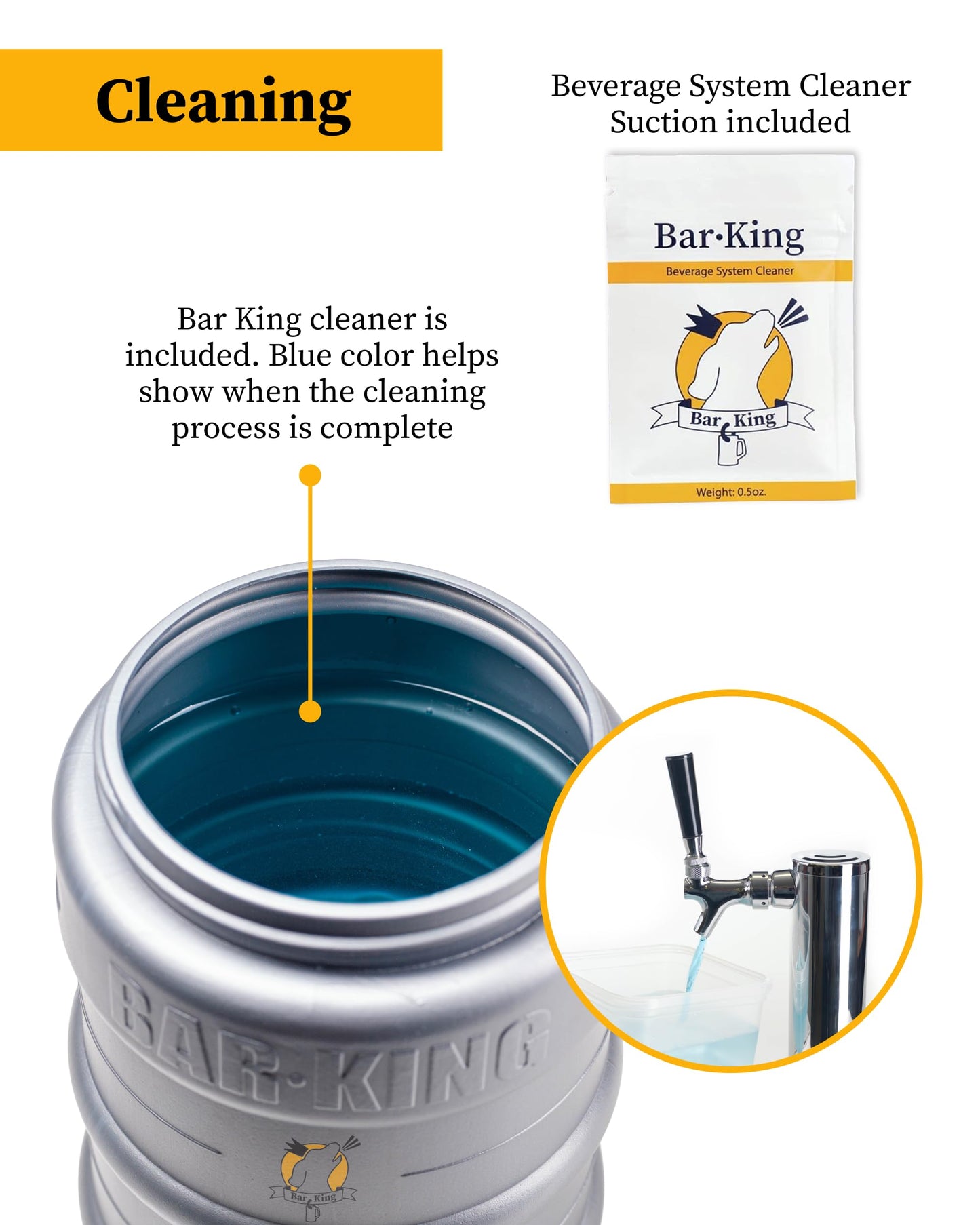 Bar-King Quick-Connect Kegerator Beer Line Cleaning kit. Now Clean Your Beer Lines as Easily as Changing a Keg. (Includes Cleaning Powder)