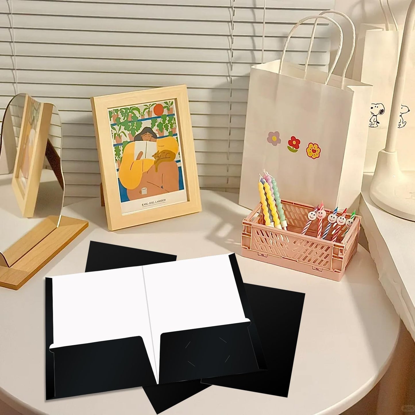 TANEMUDO 60 Pack 2 Pocket Glossy Paper Folders for Letter Size Papers in Glossy Laminated Bulk Presentation Portfolio Folders for Office, School, Teacher (Black)
