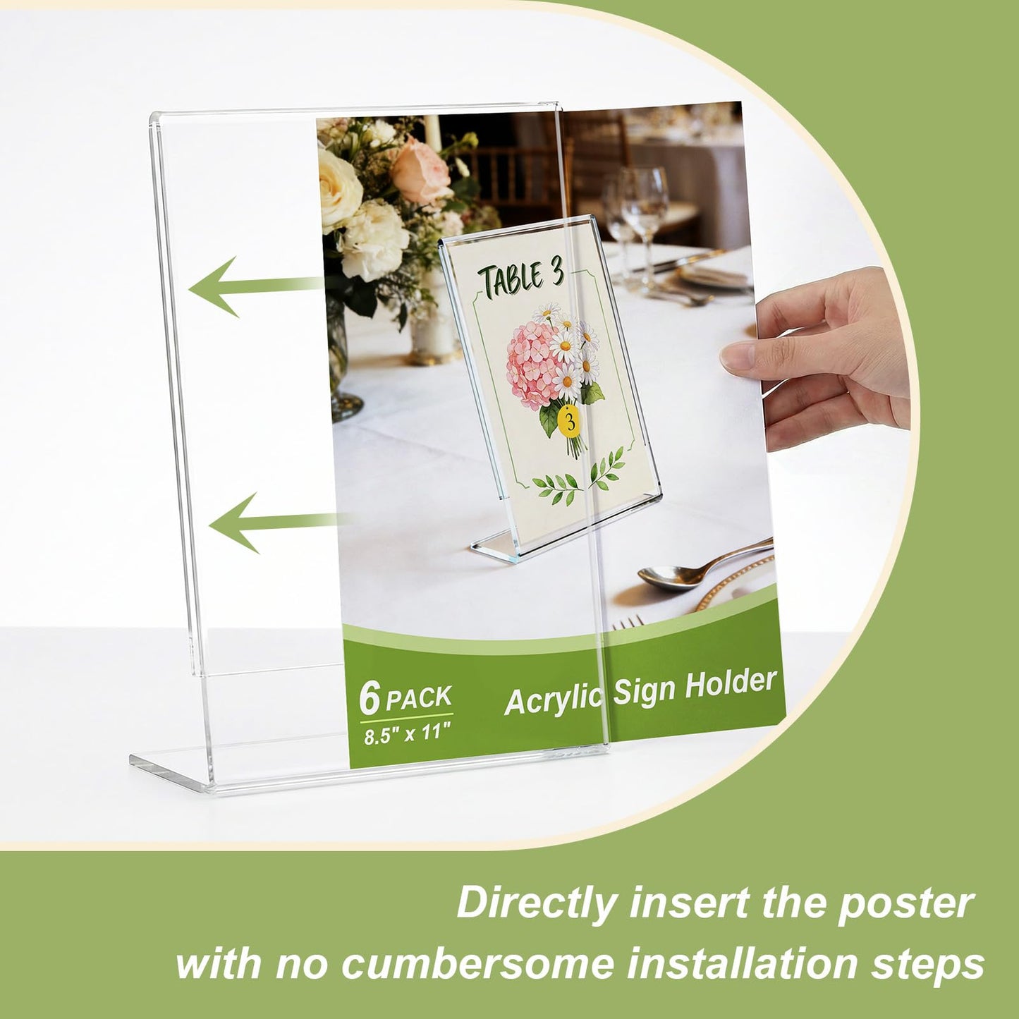 SVOPY Acrylic Sign Stand Holders - 8.5 x 11 Clear Plastic Table Paper Display Stand, Suit for Displaying Posters, Picture, Flyers, Menu - 10 Pack