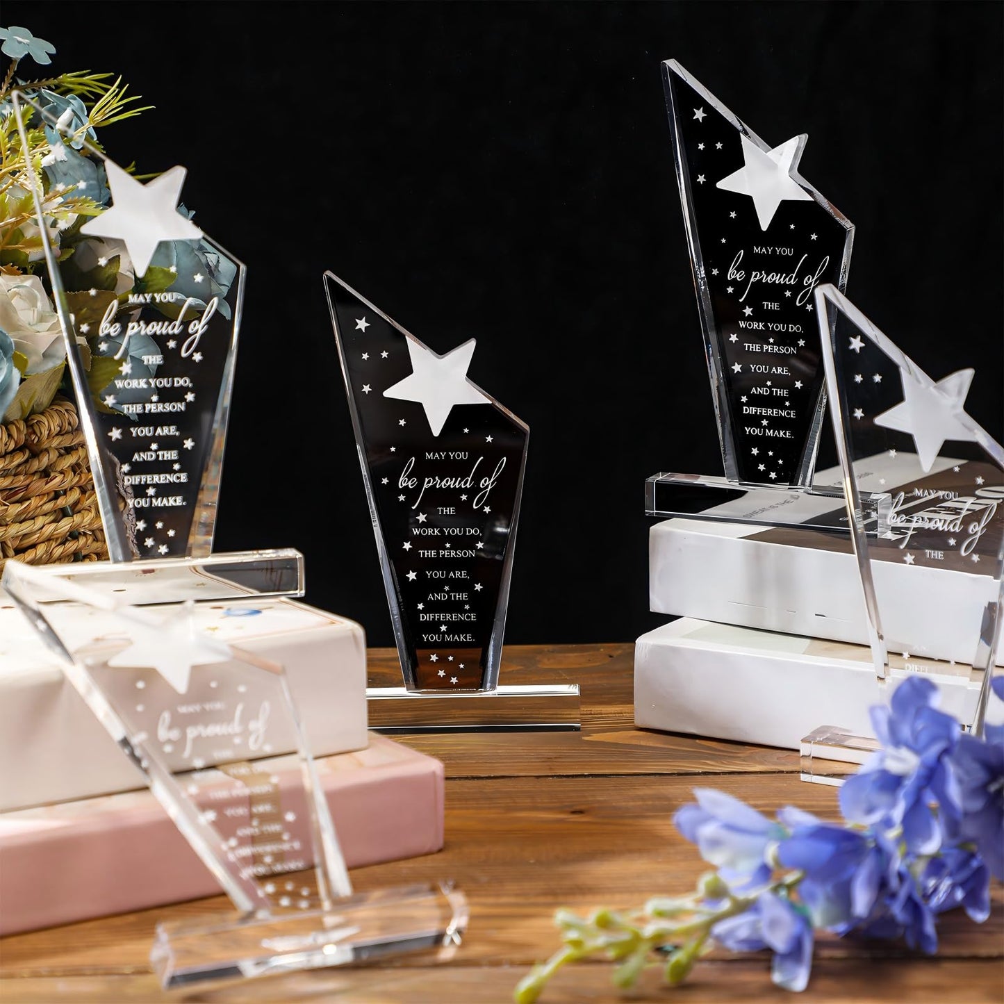 Bucherry 10 Pcs Employee Appreciation Awards for Coworker Acrylic Thank You Trophy May You Be Proud of The Work You Do Sign Prizes Retirement Goodbye Farewell Gift for Women Men(Stylish)