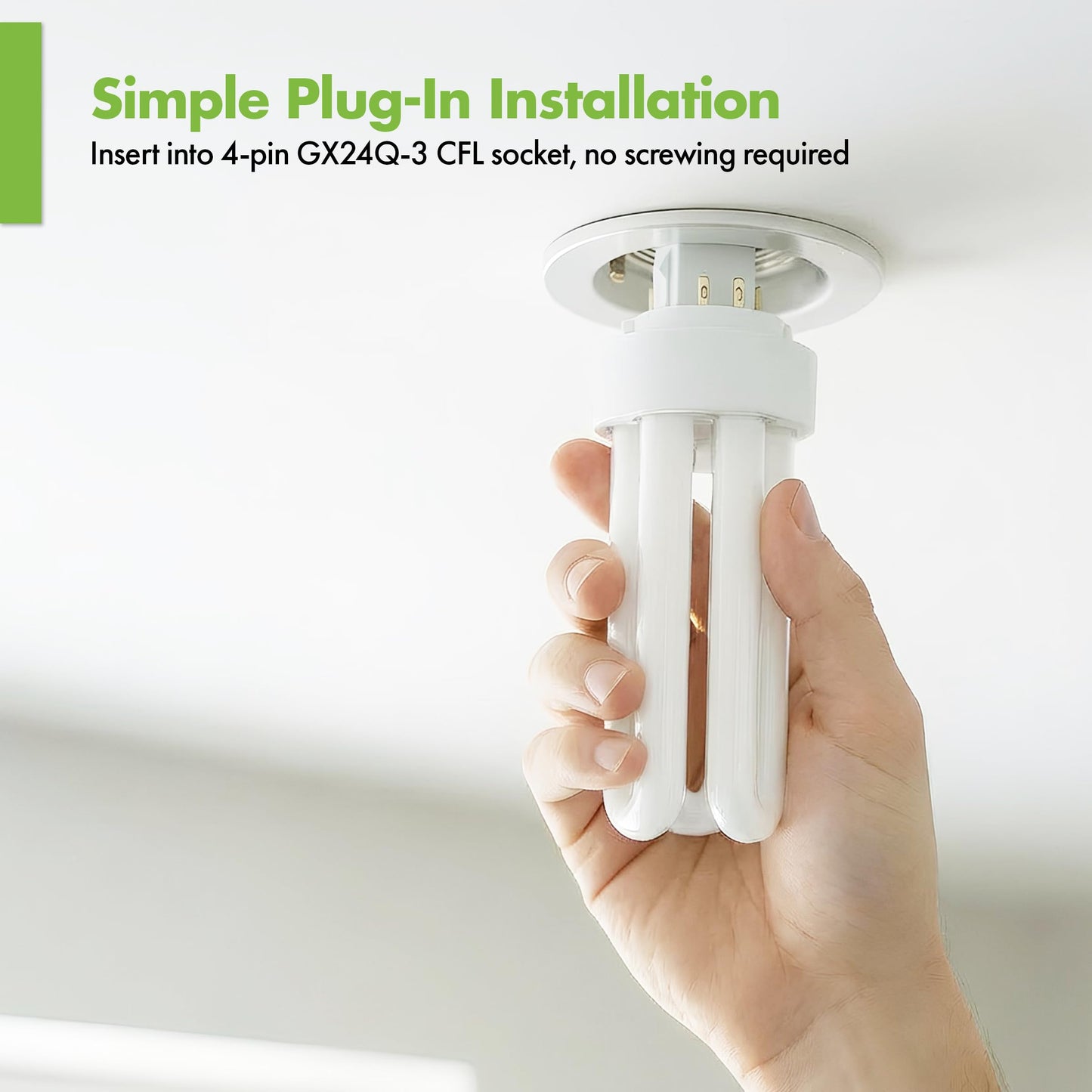 KOR 26W CFL Plug-in Bulb – GX24Q-3 Base, 2700K Warm White, Triple Tube, (4-Pin) Replaces Sylvania 20879, Philips 458240, GE 97614 – Pack of 4