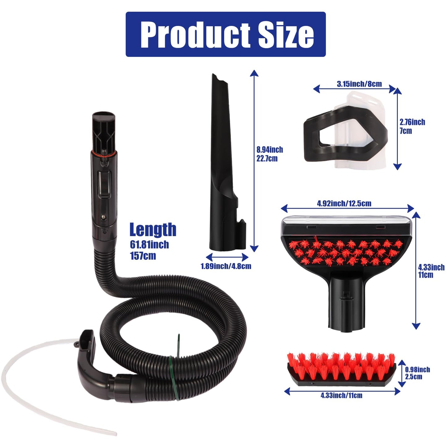 Upgraded Clean Hose Component Replacement parts for Bissell Little Green ProHeat 2694, 2513, 5207, 2513E, 4720M Vacuum Cleaner Hose 5.3in Clean brush, Clean tools, Gap brush Accessories Part #1606127