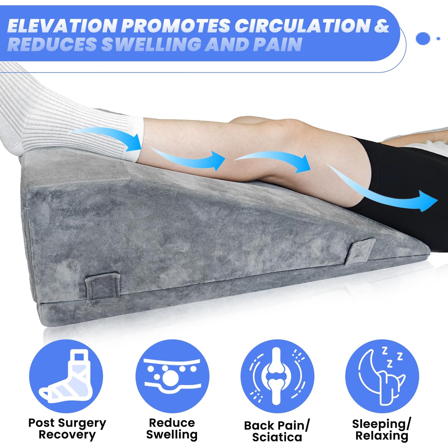 2 Adjustable Heights Leg Elevation Pillows for After Surgery, Knee Replacement Recovery Aids, Bone Foam Knee Surgery Pillow Replacement for Hip Ankle Pain Relief