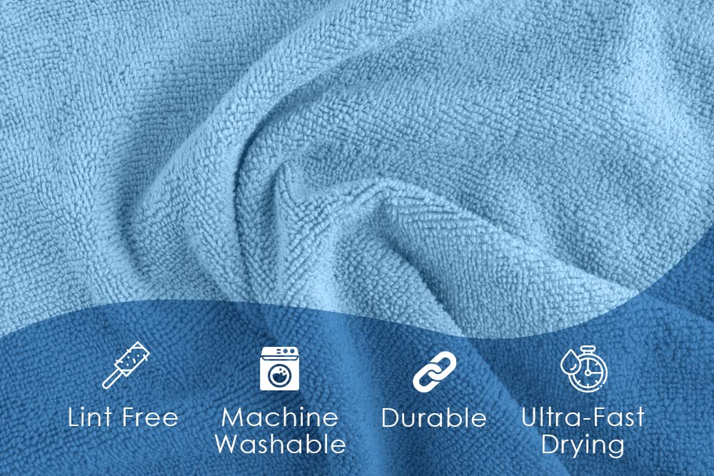 Avalon Towels Microfiber Cleaning Cloths (Value Pack of 48) - Size 16 x 16 Inches, Highly Absorbent Cleaning Rags, Lint Free, Reusable and Washable, Microfiber Towels for Cars