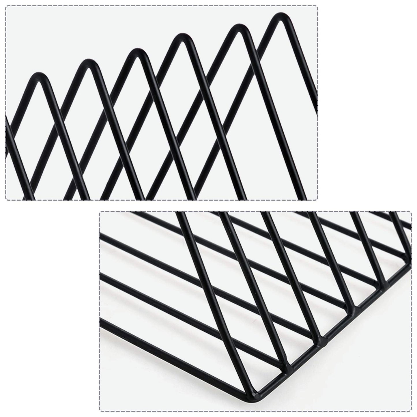 XINFULL 4 Pack Triangle File Storage Holder Racks Iron Desktop Magazine Organizer Metal Newspapers Folders for Office Table Desk Bookshelf Home Decoration, Black