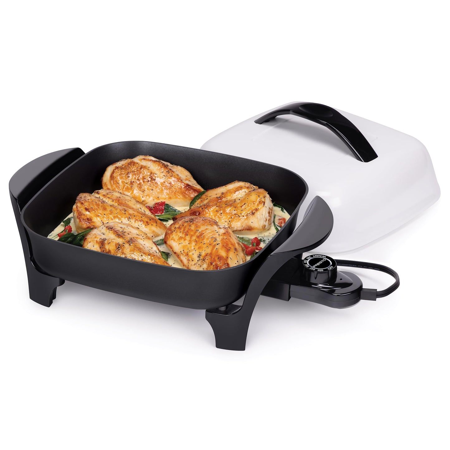 Presto 06620 11-Inch Electric Skillet,Black/White