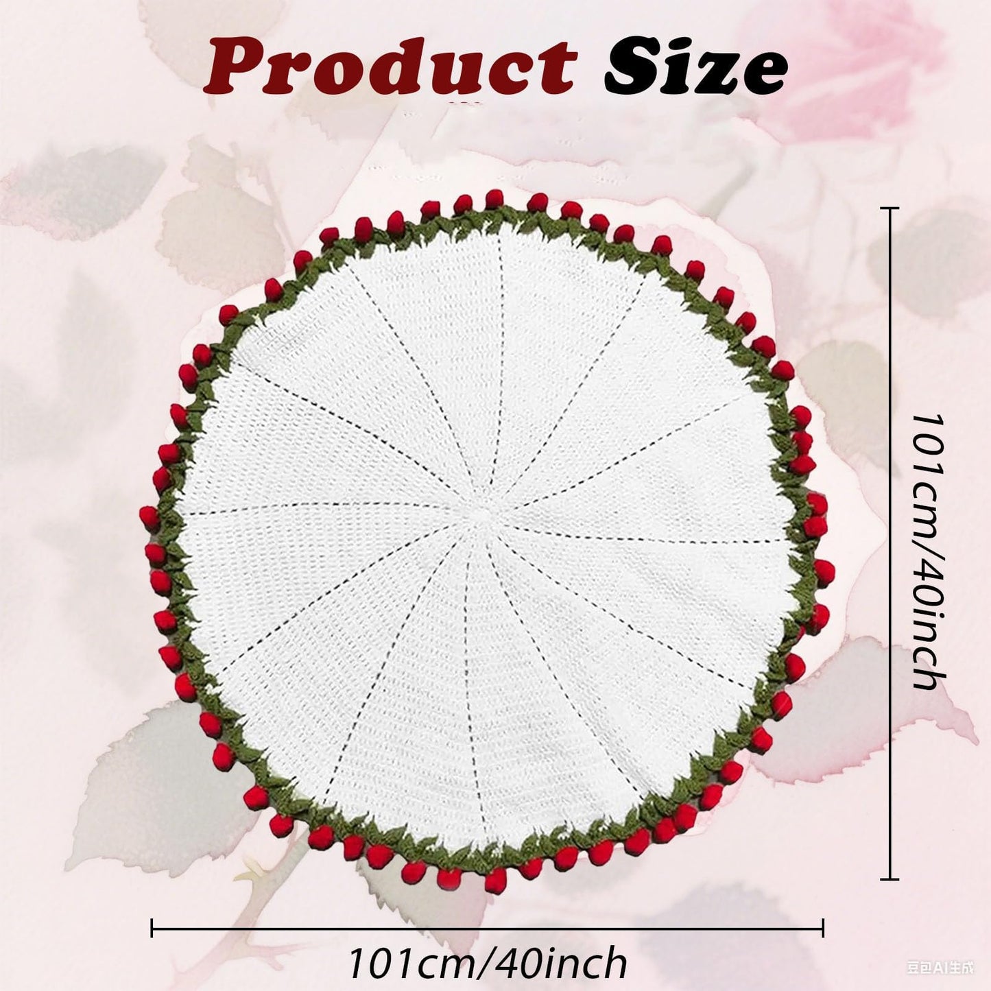 Nenkarn Crochet Flower Bouquet Blanket Handmade Rose Throw 40 Inch Soft Knitted All Season Home Decor Gift Christmas Birthday
