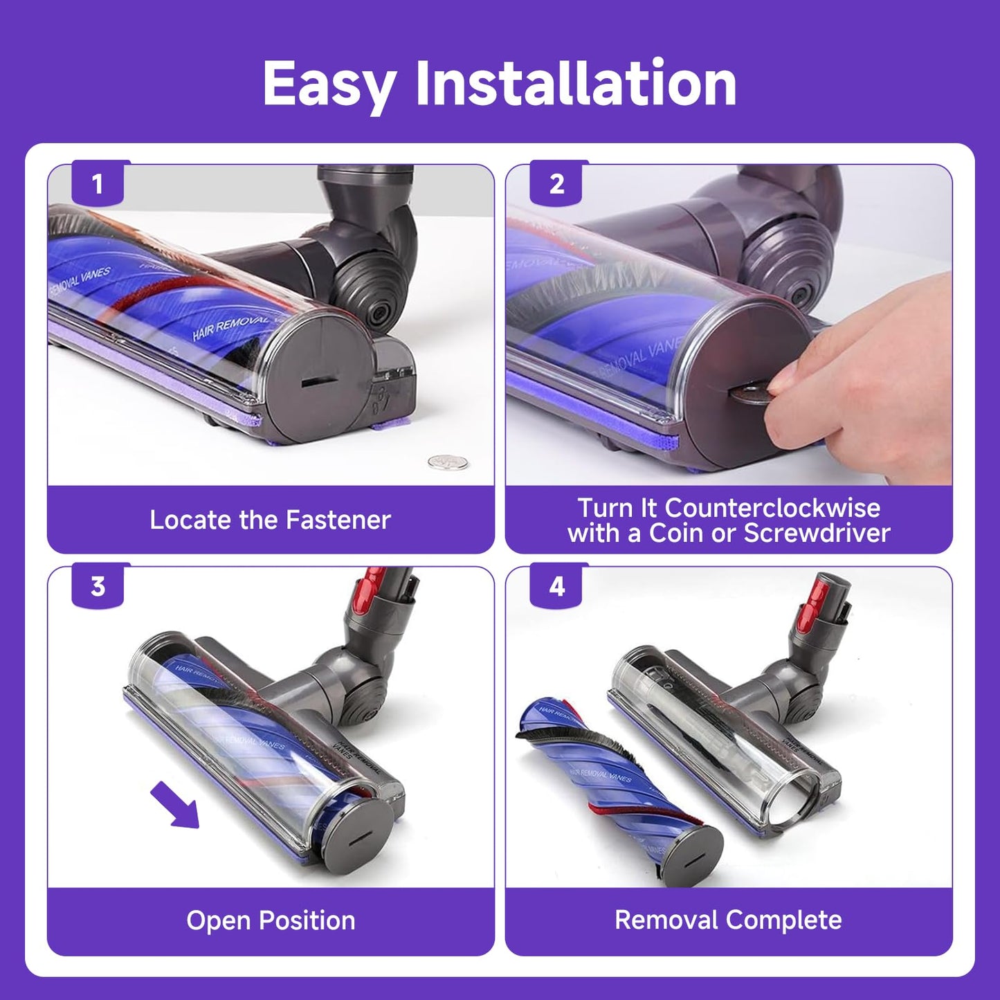 Upgrade Anti-Tangle V8 V11 Head Replacement Parts for Dyson V8(SV10) V11(SV14) V15(SV22) V7(SV11) V10(SV12) Vacuum Cleaner, Quick Release V8 Motor-Head for Hardwood Floor and Carpets Rugs