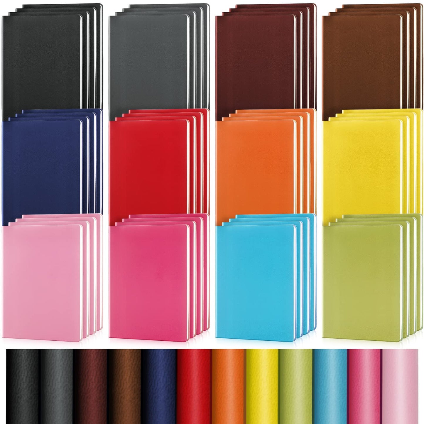 PerKoop 48 Pcs A6 PU Leather Journals Notebook Bulk Lined Journal Soft PU Leather Cover Ruled Writing Notebook for Home Office School Business 128 Pages 5.7 x 3.7 Inch (Vibrant Color)