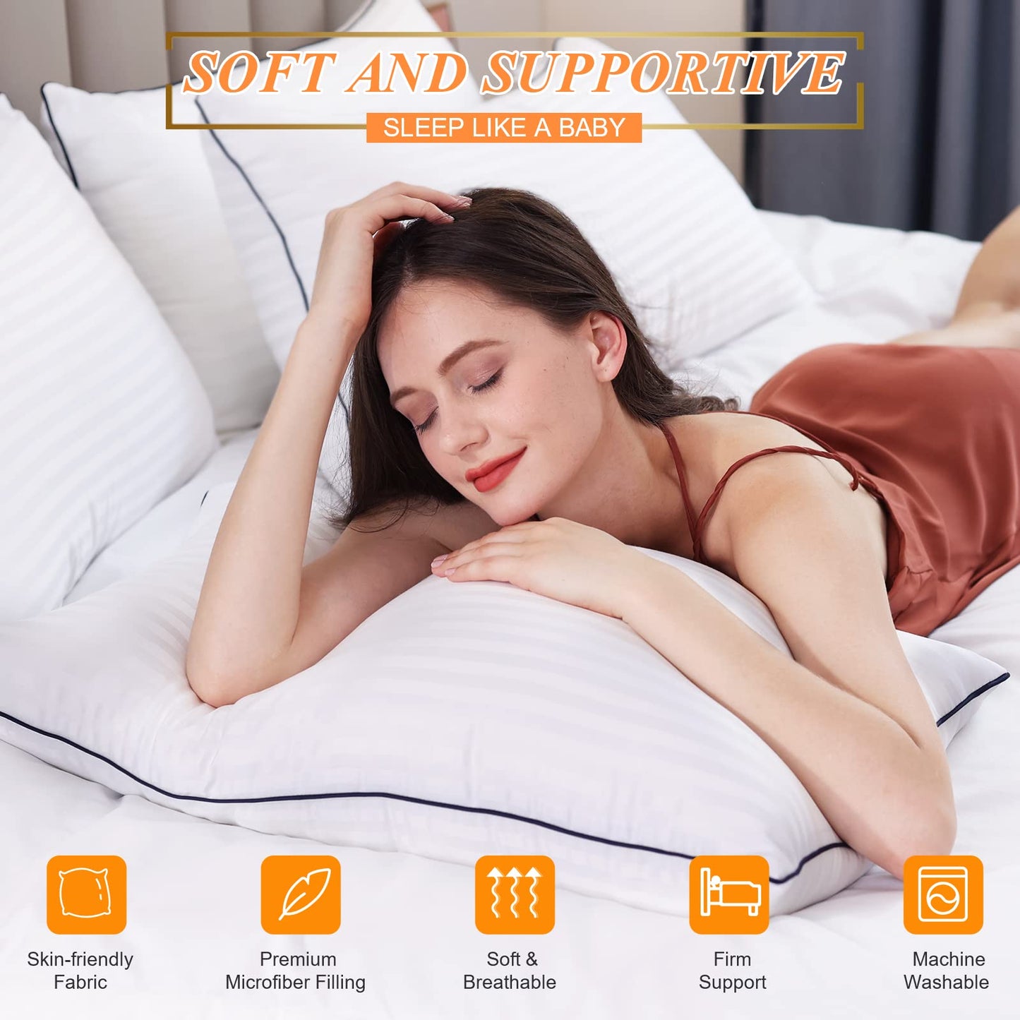 SEMZSOM Bed Pillows for Sleeping, King Size Pillows Set of 2 Cooling Luxury Hotel Quality Pillow with Premium Soft Down Alternative Filling for Back, Stomach or Side Sleepers