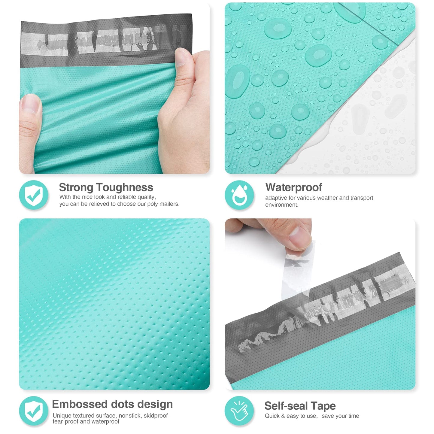Fuxury Poly Mailers 6x9" 1000 PACK, Small Shipping Bags Embossed Dots Design, Self Adhesive & Durable Mailers Poly Bags Shipping Envelopes for Small Business Packaging Shipping, Teal Mailer Bags Bulk